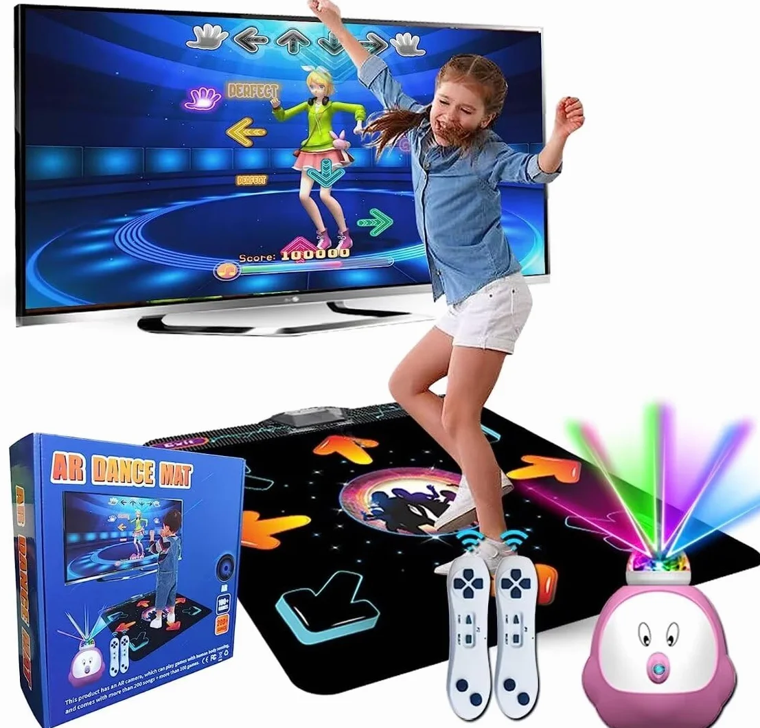 Tapis de danse électronique musical HD avec 2 contrôleurs, plus de 100 jeux et 200 chansons, pour enfants et adultes