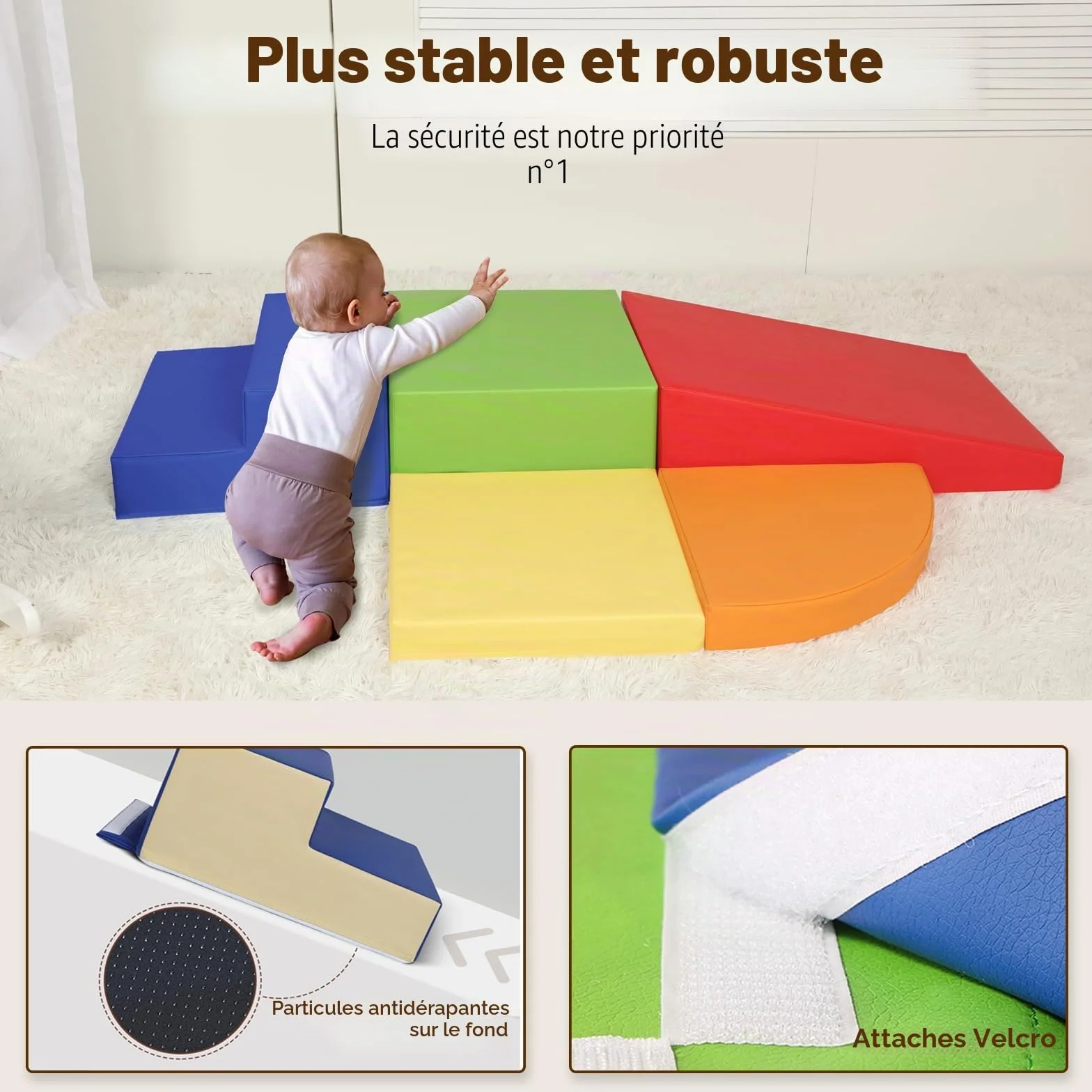 Parcours Motricité Bébé 5 Pièces Blocs Mousse Éducatifs Jouets d'Escalade Antidérapante