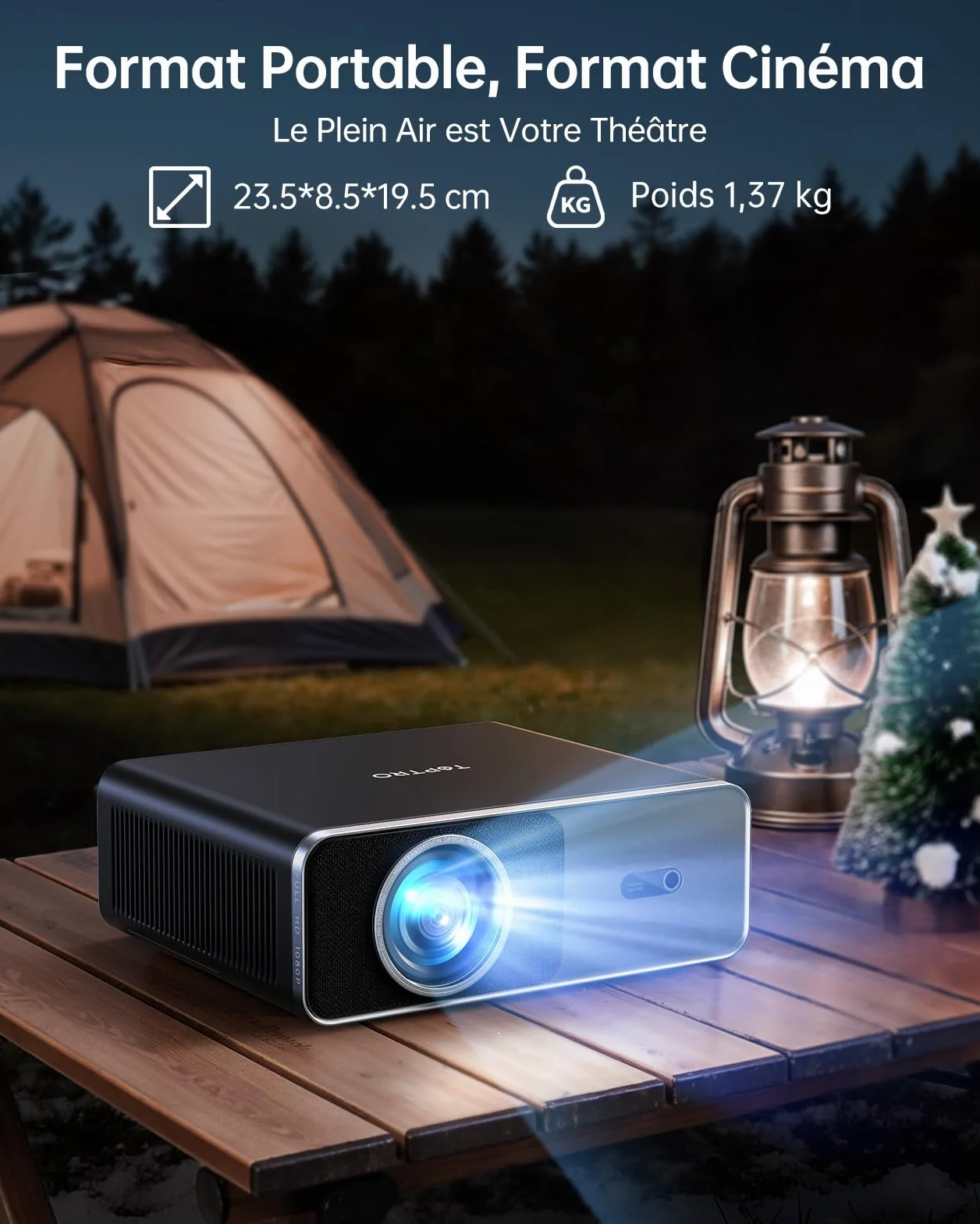 TOPTRO Vidéoprojecteur 4K 1000ANSI Portable WiFi6 Bluetooth Auto Focus Keystone 1080P FHD Home Cinéma