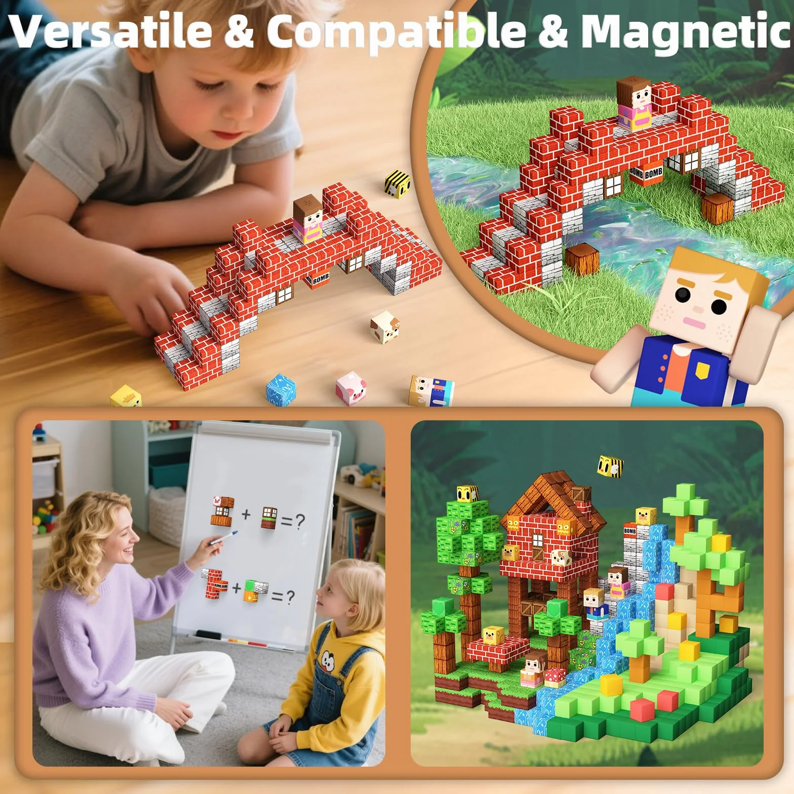 KIDCHEER Bloc Magnétique Enfant 100 Pièces - Jouets de Construction Éducatif pour Garçons et Filles 3-10 Ans