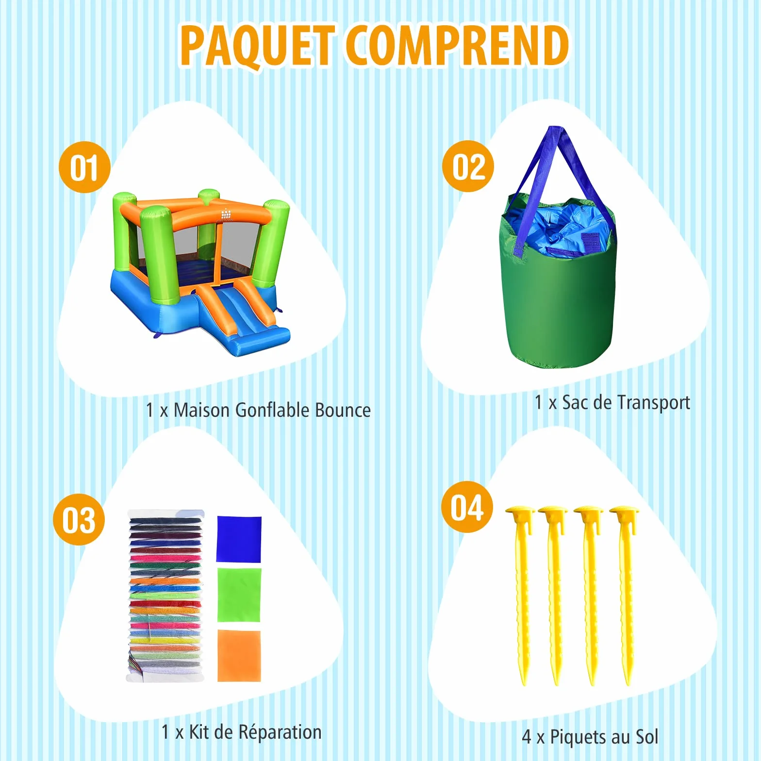 COSTWAY 2 en 1 Château Gonflable avec Toboggan, Aire de Jeux 250x197x143 cm