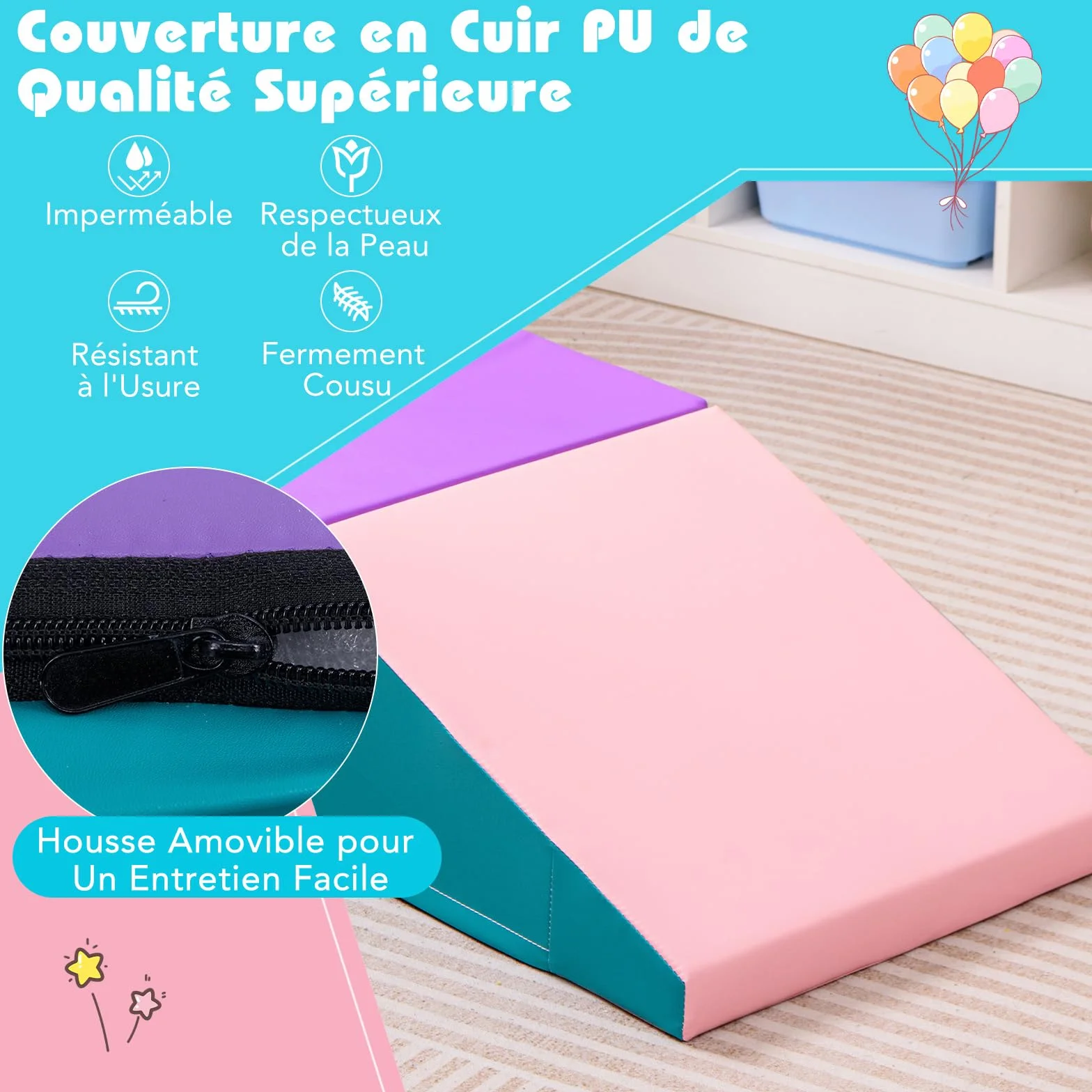 GOPLUS Parcours Motricité Bébé Mousse Escalier Toboggan Enfant 6 Mois-3 Ans Rose Bleu