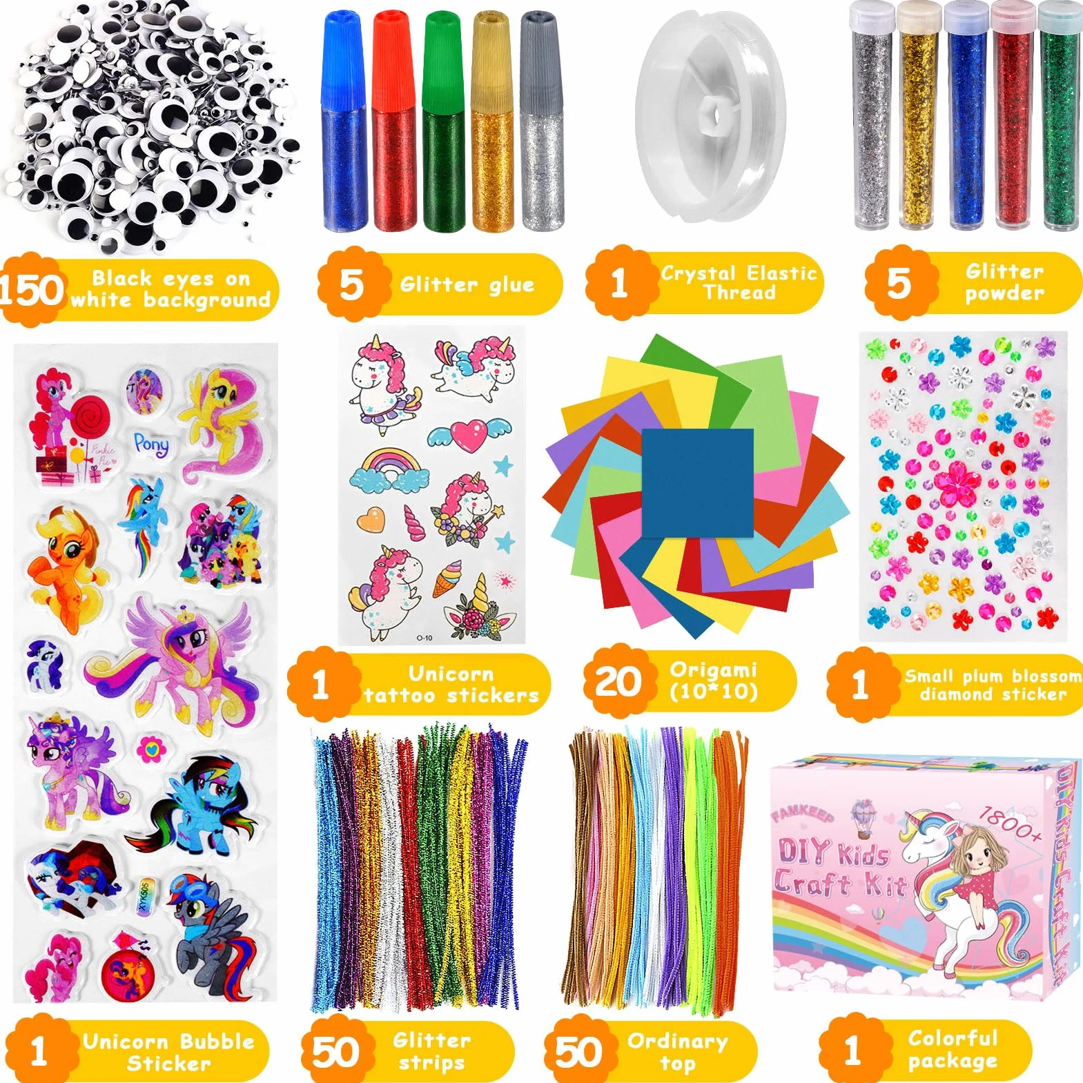 Kit Bricolage Enfant 1800 Activités Manuelles, Pipe Cleaners Crafts Set, Fournitures Éducatives