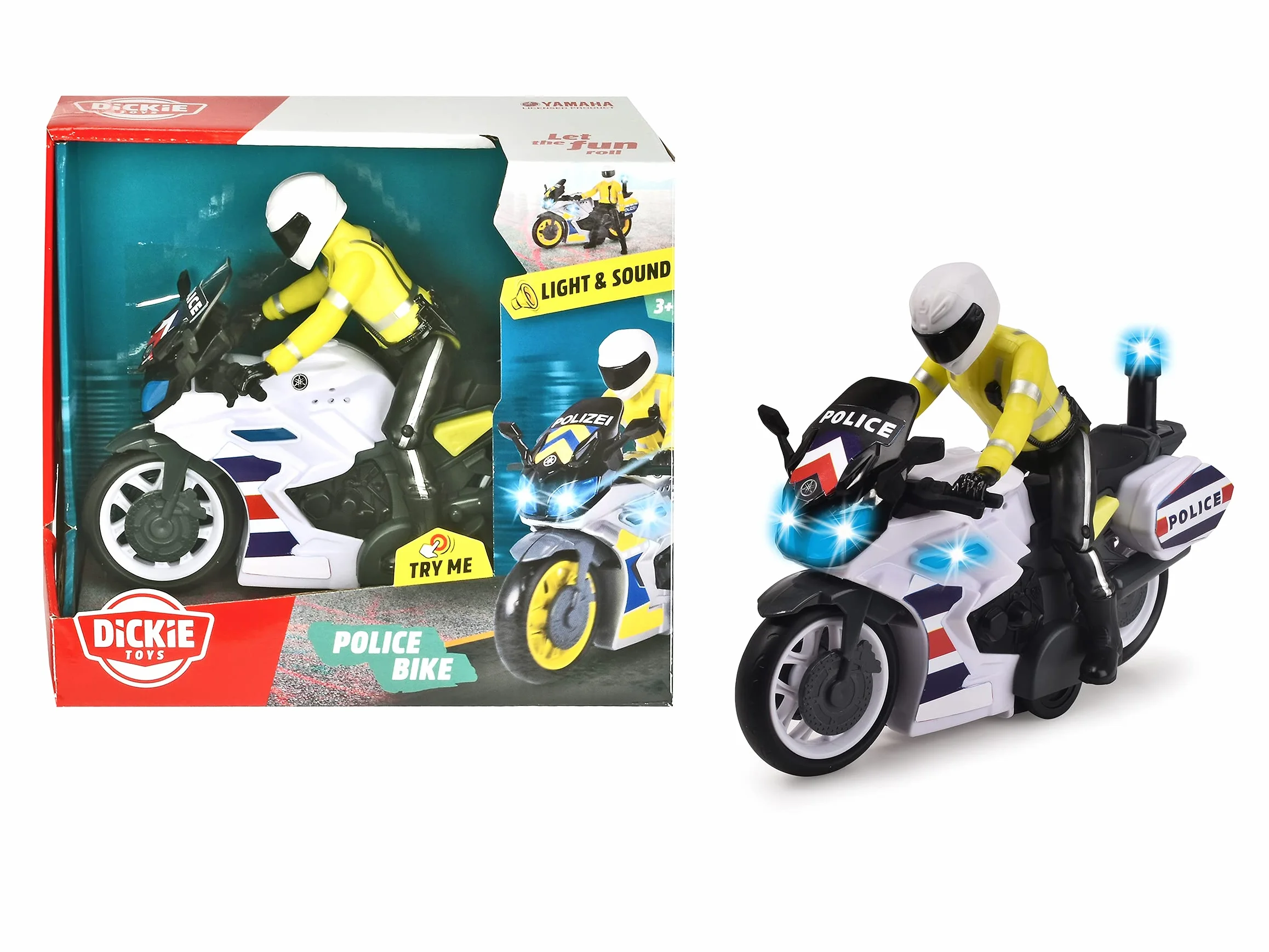Dickie Yamaha SOS Moto De Police Son Et Lumières Figurine Motard Piles Incluses Dès 3 Ans