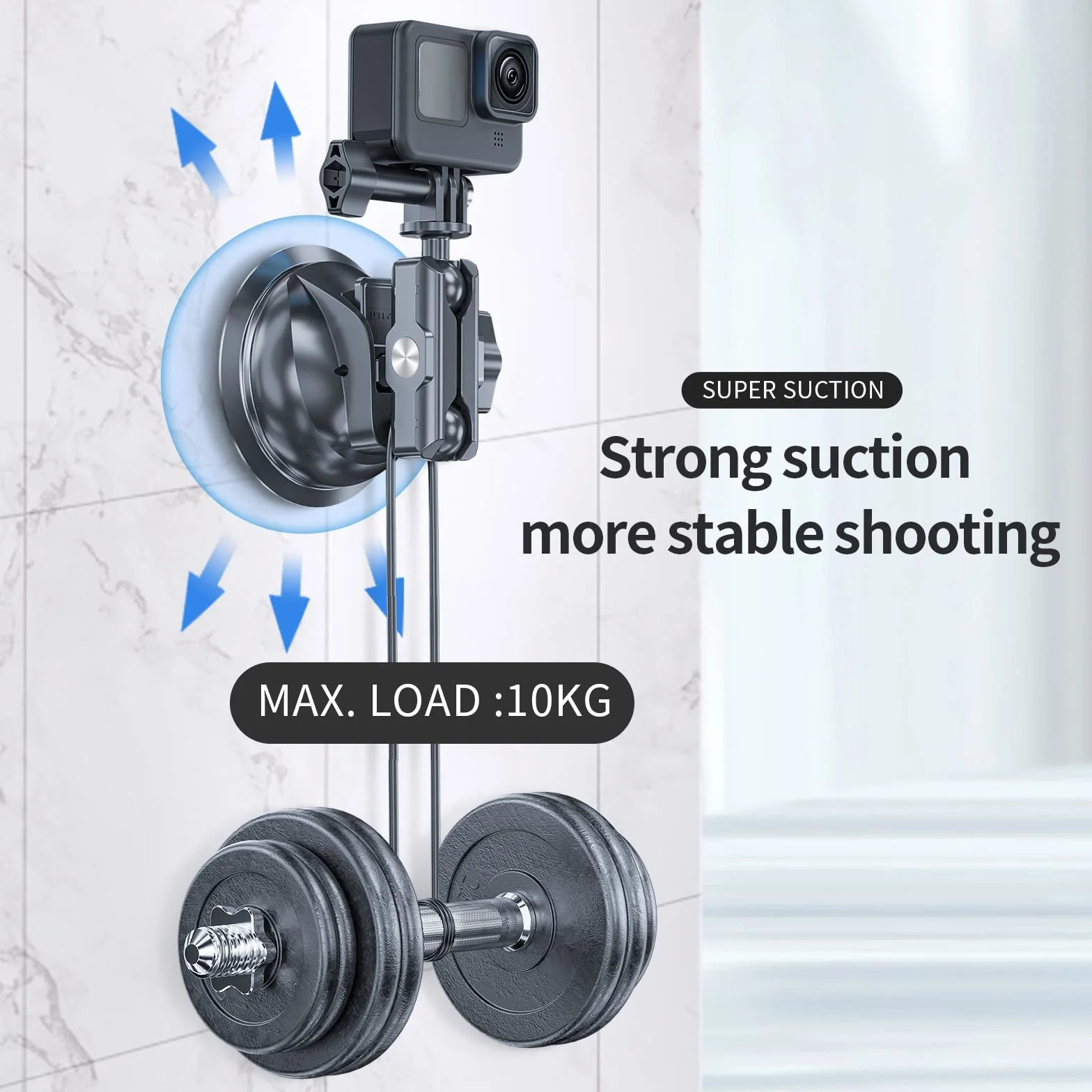 TELESIN Support Ventouse pour DJI Osmo Action 6/5/4 Pocket Osmo 360, GoPro Hero 13/12/11/10, Insta360 X5/X4, Accessoires Caméra d’Action