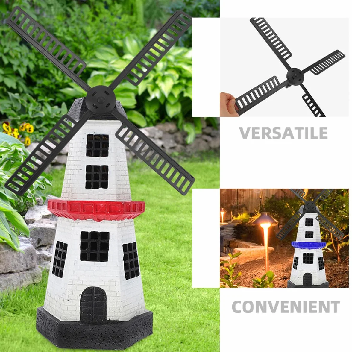 Pales D'hélice en Résine Noire pour Moulin à Vent de Jardin, 4 Pièces, Accessoires de Décoration Extérieure