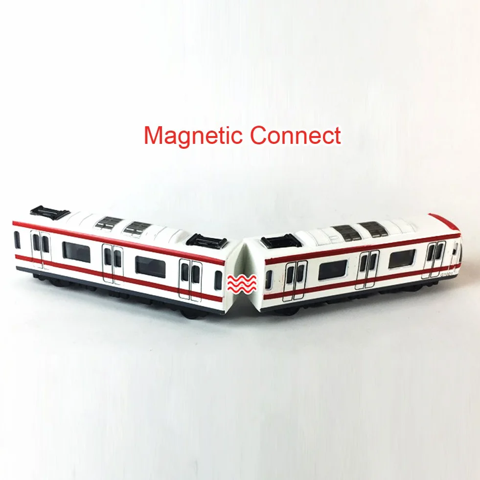 Modèle de Train en Alliage 1/64 Échelle Métro ToysPlay, 4pcs Set Blanc Rouge