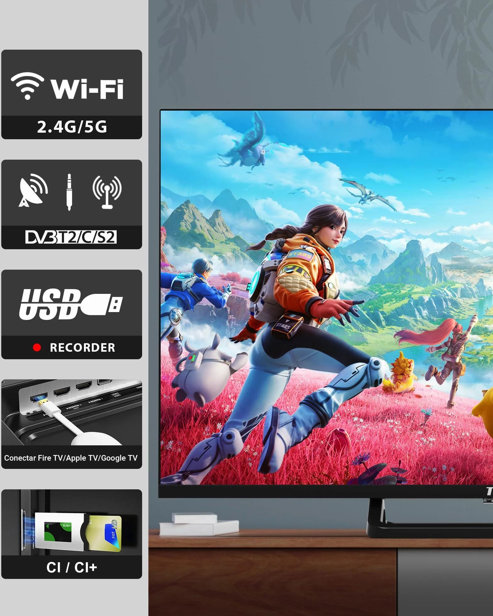 TuTu TUG32HQ1C Smart TV 32 Pouces (80 cm) Google TV WiFi Bluetooth Triple Tuner DVB-C/S2/T2