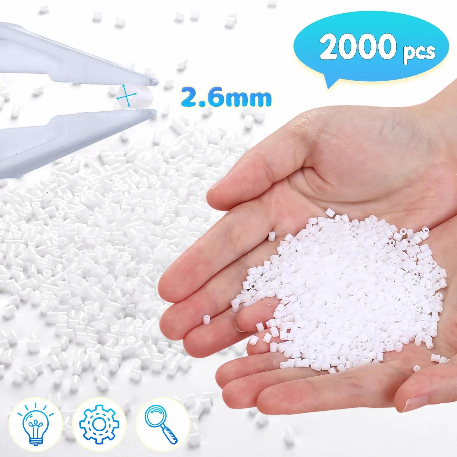 Perles à Repasser 2.6mm Mini Sachet de Recharge Noir-Blanc pour Enfants DIY