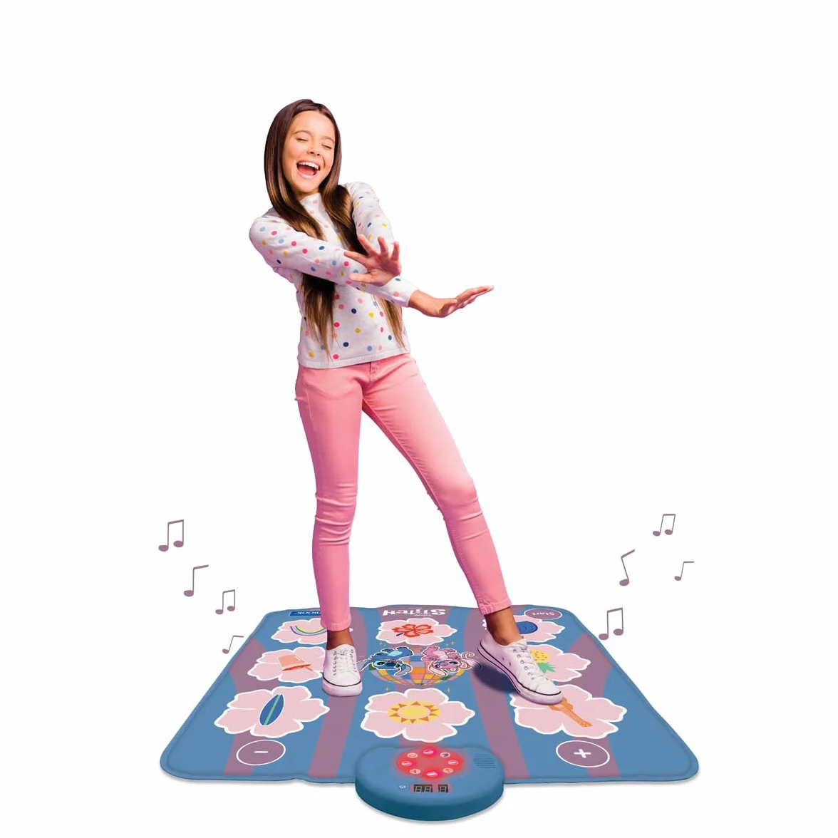 Lexibook Disney Stitch Tapis de Danse électronique Bluetooth Lumineux 6 Modes de Jeu Rose DM10DLXB