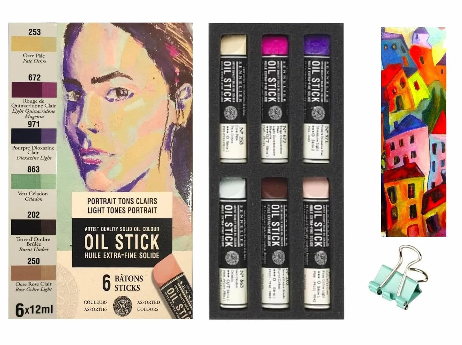 Sennelier Mini Oil Sticks 6pcs Set Portait Tons Clairs