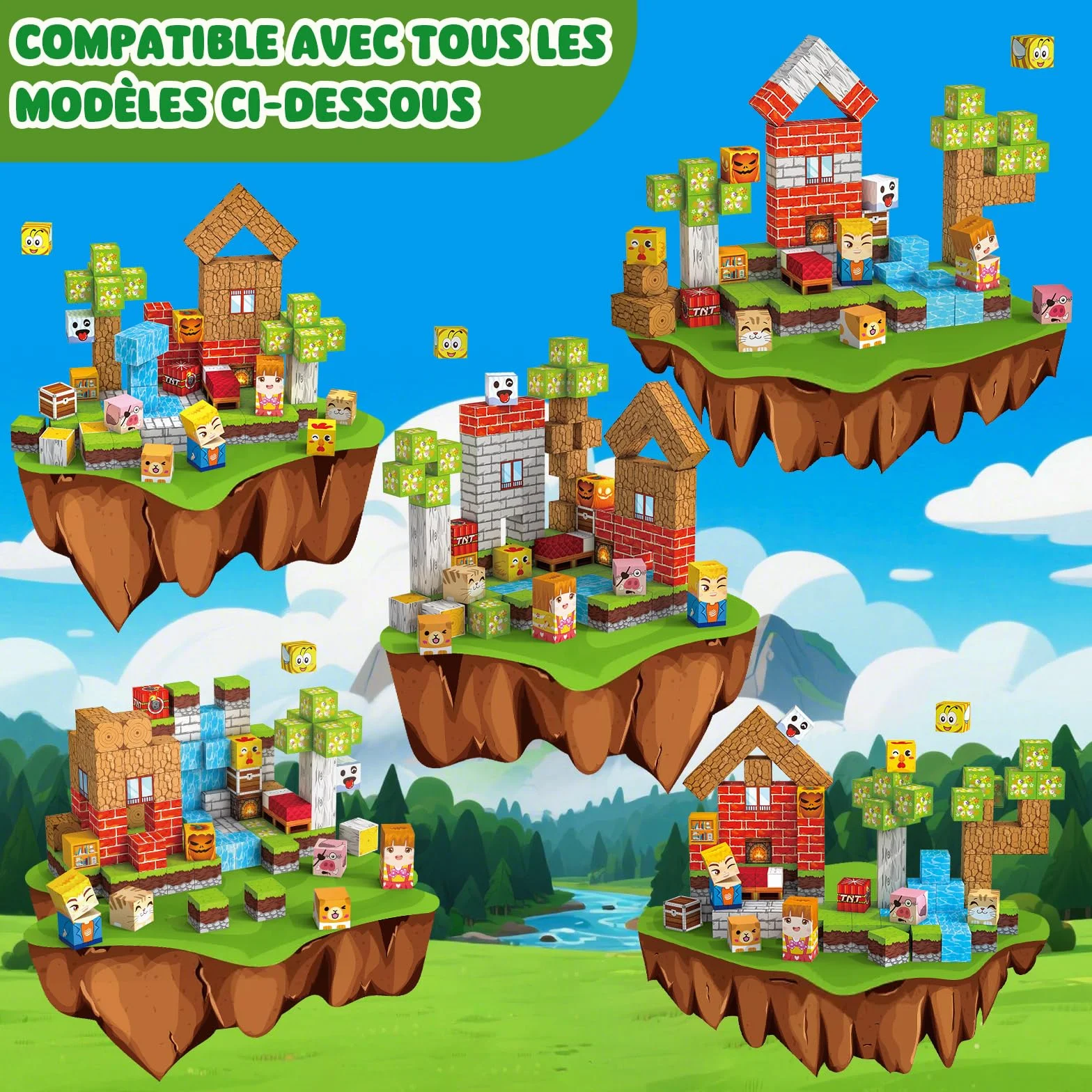 Construction Magnetique Enfant 100 pièces 2CM Magnetic Blocks 3+ Jeux Aimants, Bloc de Cube Magnétique pour Garçon et Fille, Jouet Créatif Montessori