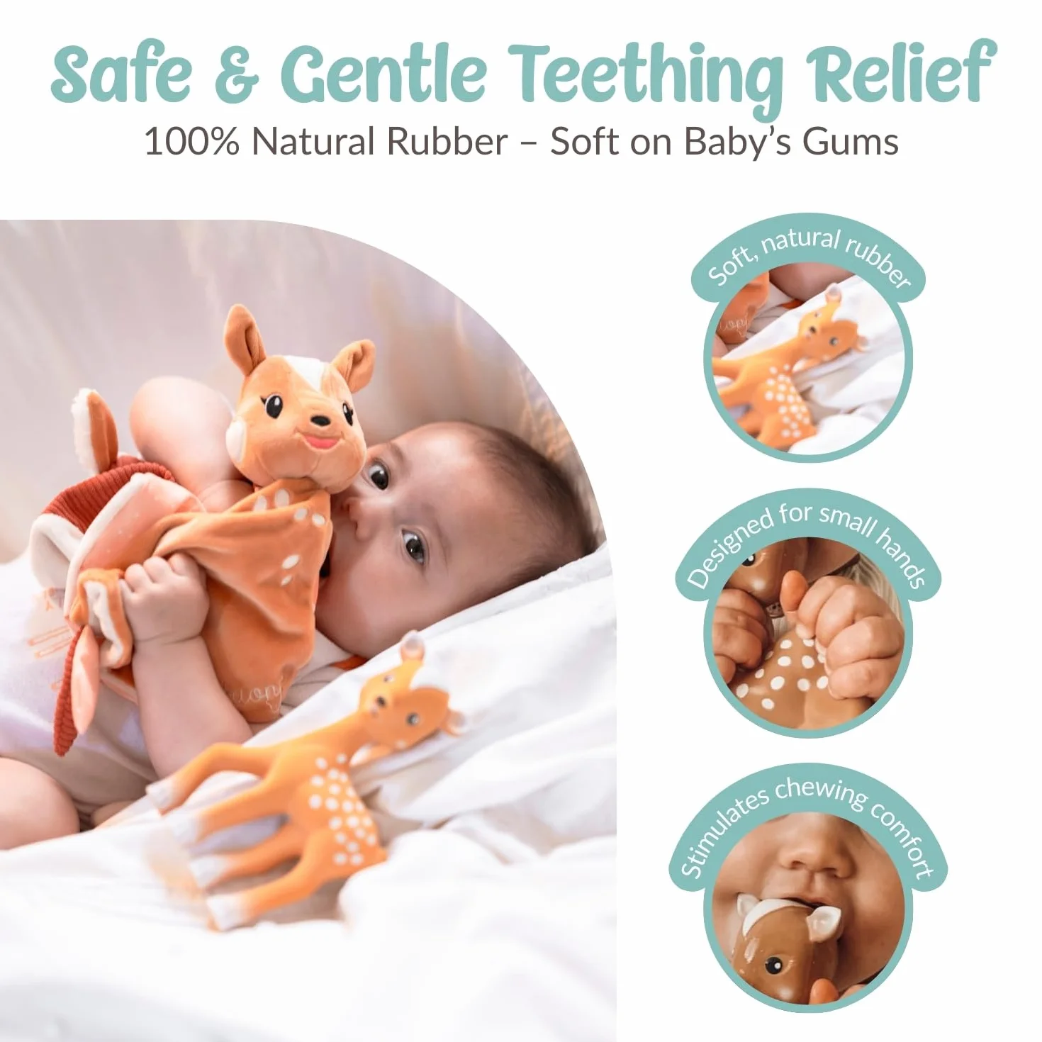 Vulli Coffret Fanfan Le Faon Et Son Doudou Jouet Bébé 0 Mois+ Caoutchouc Naturel Textiles Sensoriels Attache Sucette