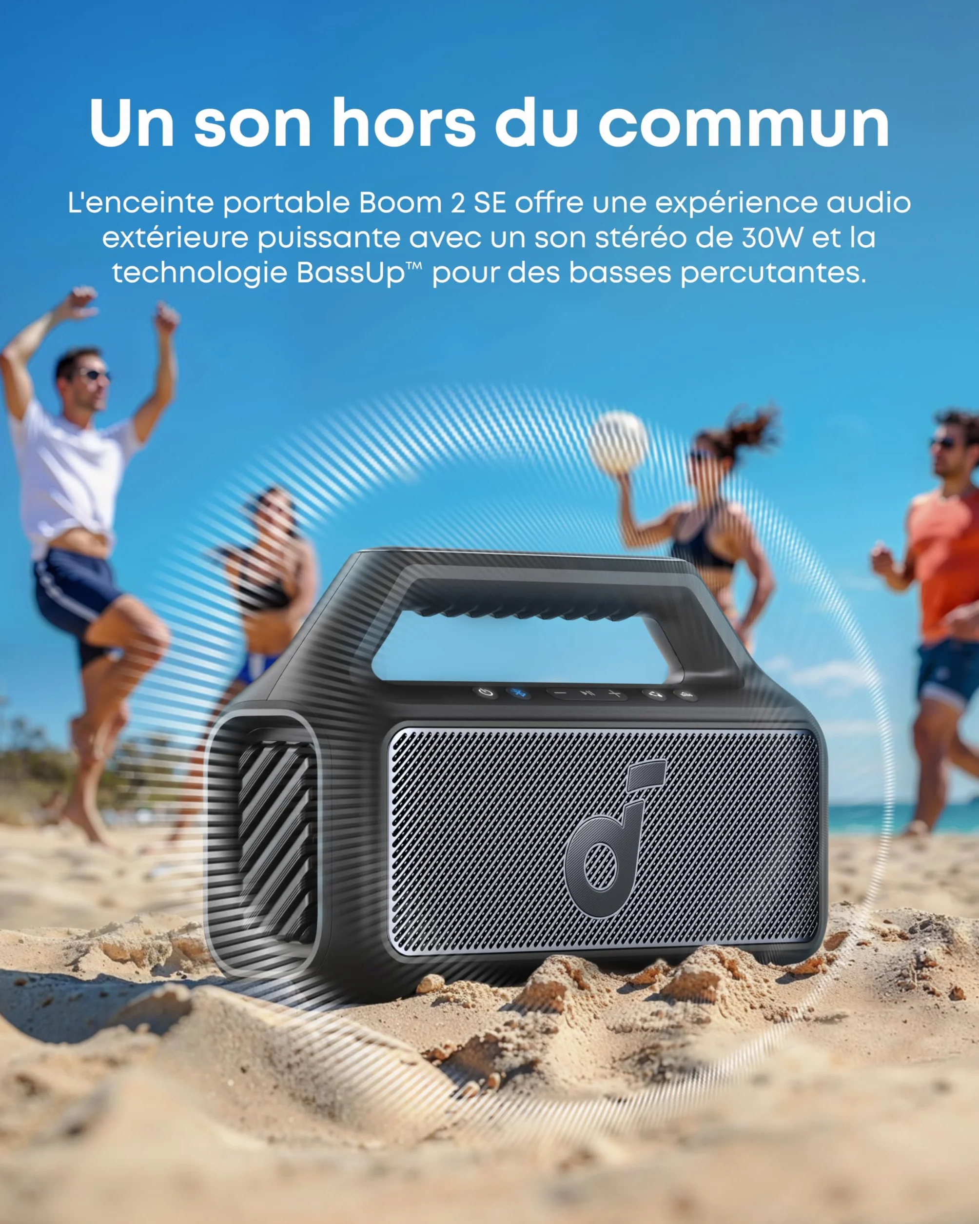 Soundcore Boom 2 Enceinte Bluetooth Portable 80W BassUp 2.0 IPX7 24h USB-C Bluetooth 5.3
