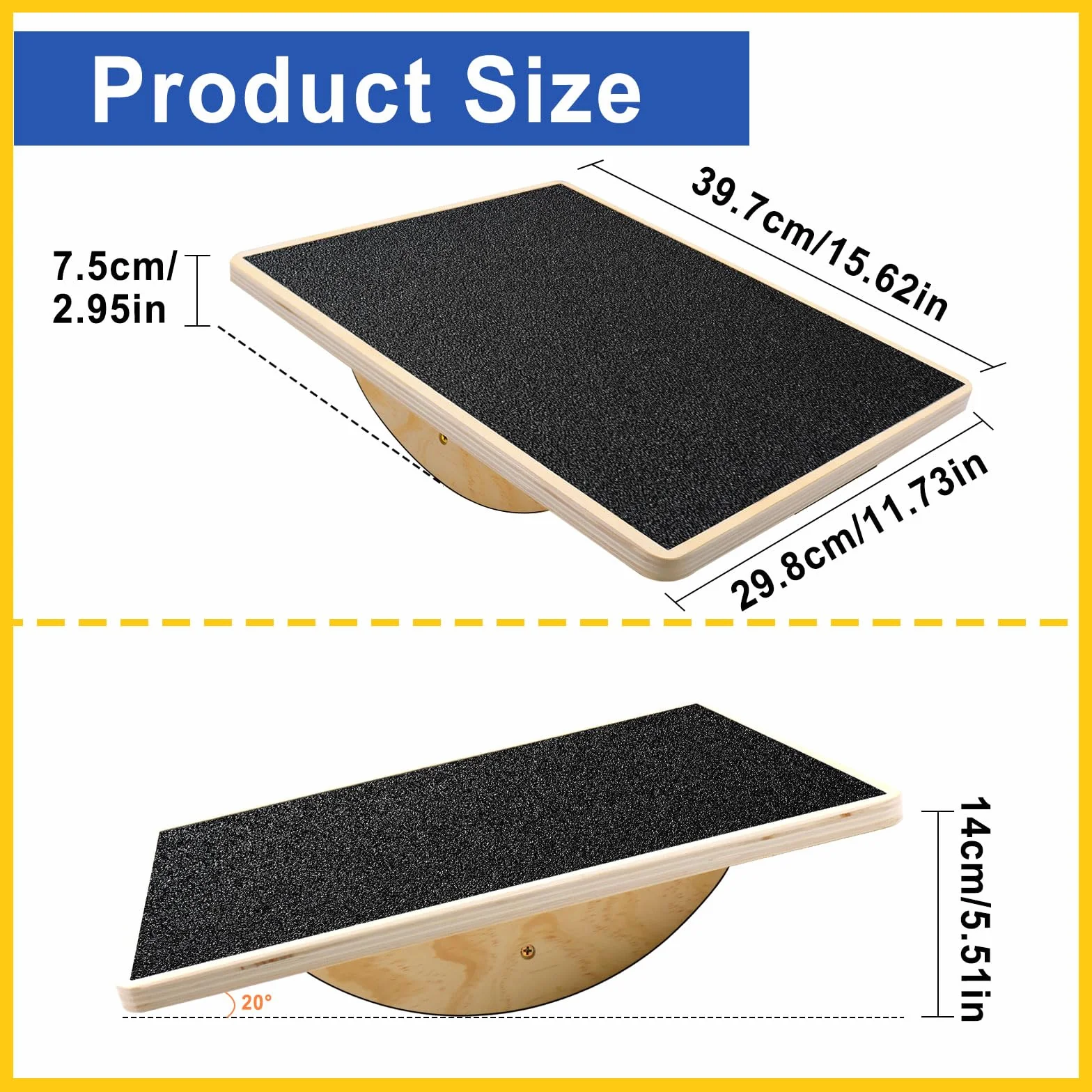 Balance Board Bois Planche Équilibre Antidérapant Monobloc Entraînement Wobble Board