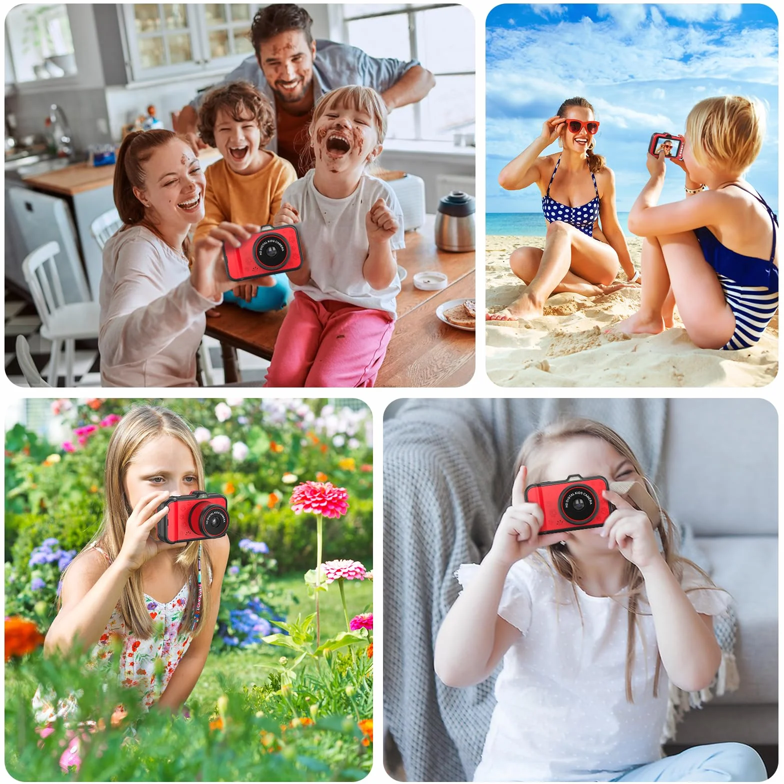 Appareil Photo Enfant Zoom Rotatif 360° Grand Écran 3,5" 1080P Selfie Flash LED Carte SD 32GB Jouet Cadeau Fille Garçons 3-12 Ans