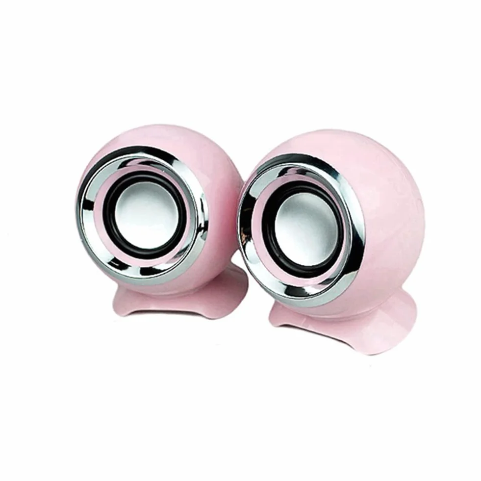 Haut-Parleurs USB 3,5 mm Filaire Stéréo HiFi avec Microphone pour PC Ordinateur Portable Rose