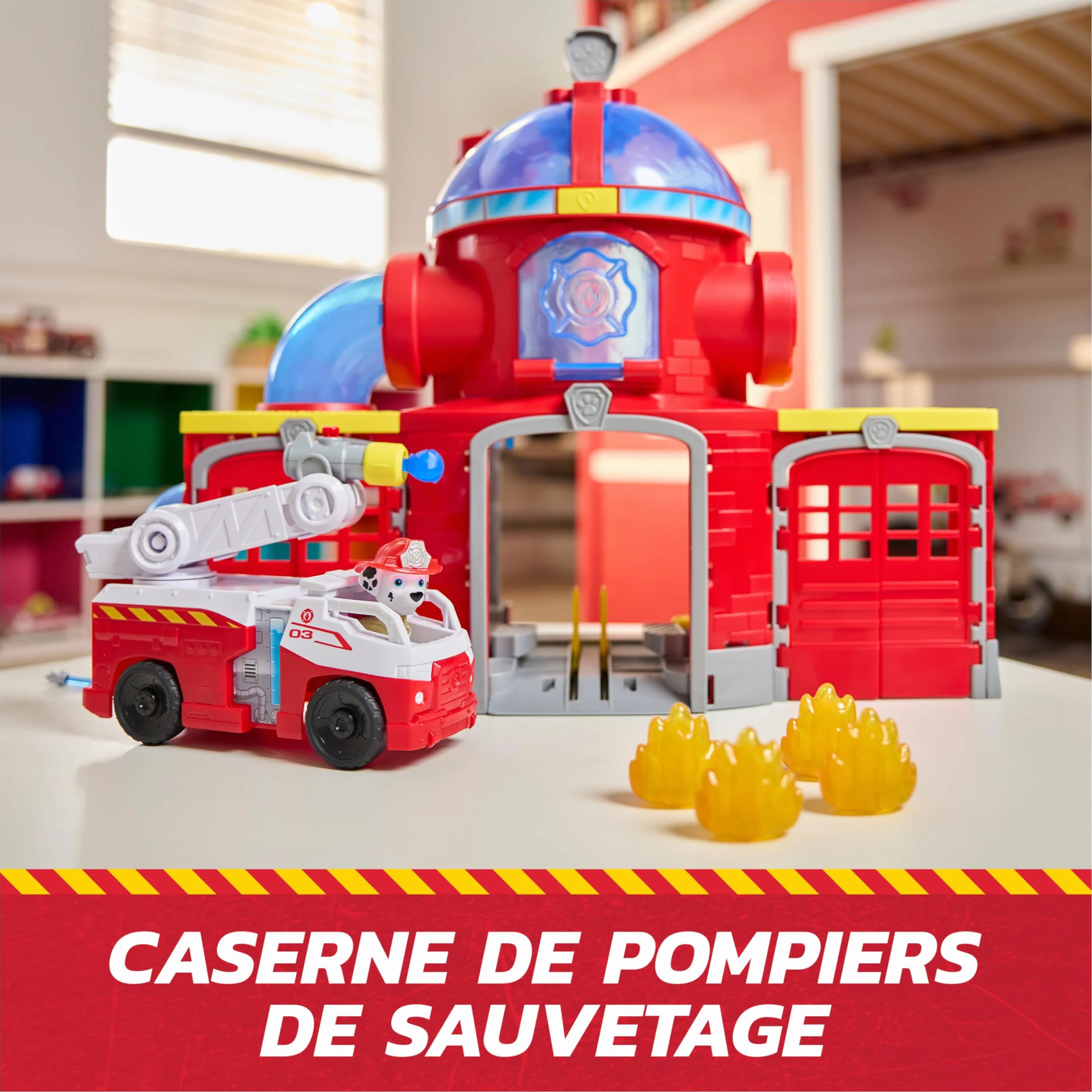 Paw Patrol Pat Patrouille Caserne De Pompiers Fire Rescue Voiture Figurine Marcus Effets Sonores Lumineux Jouet Enfant 3 Ans