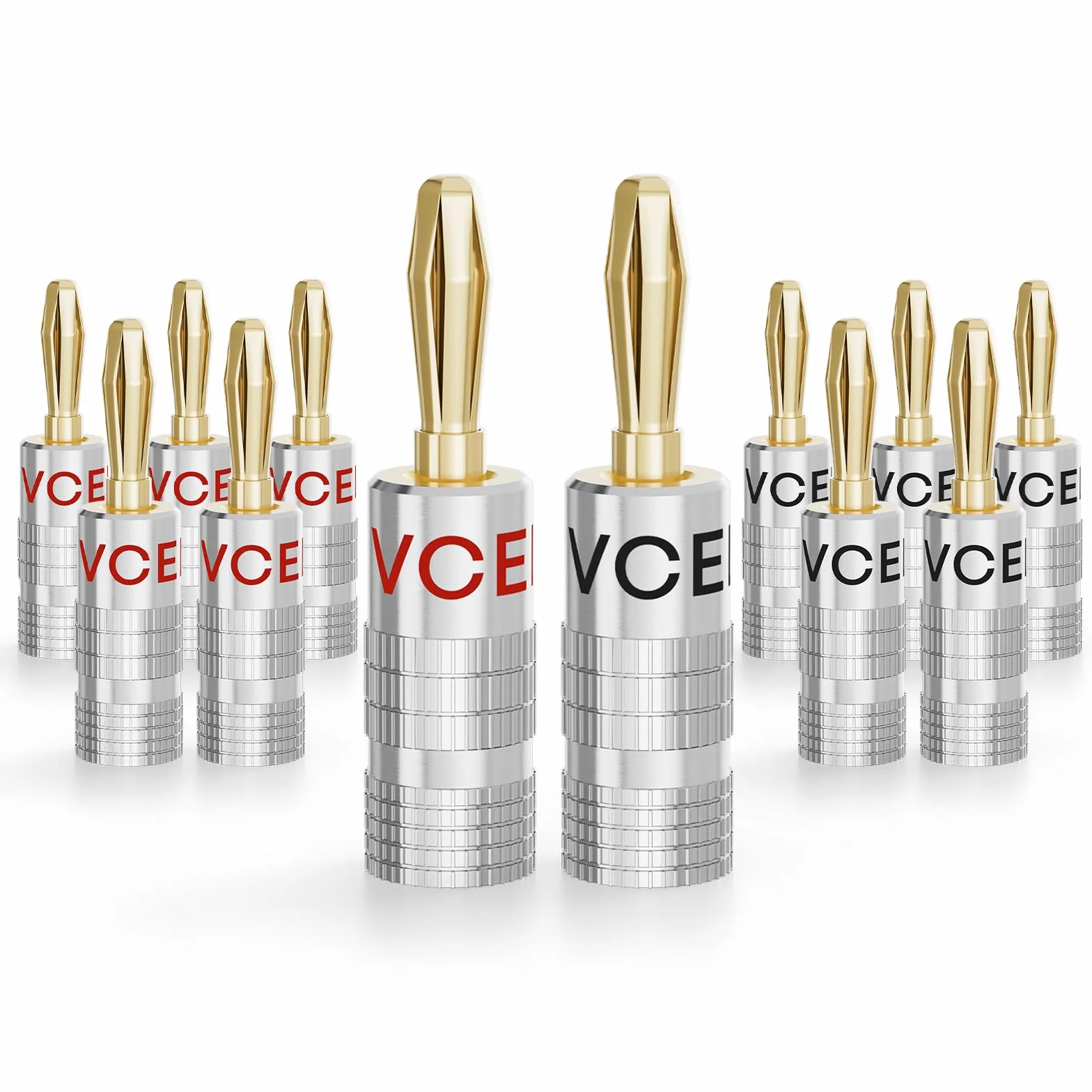 VCELINK Fiche Banane 8 Pièces Plaqué Or pour Câble Enceinte HiFi Haut-Parleur Amplificateur