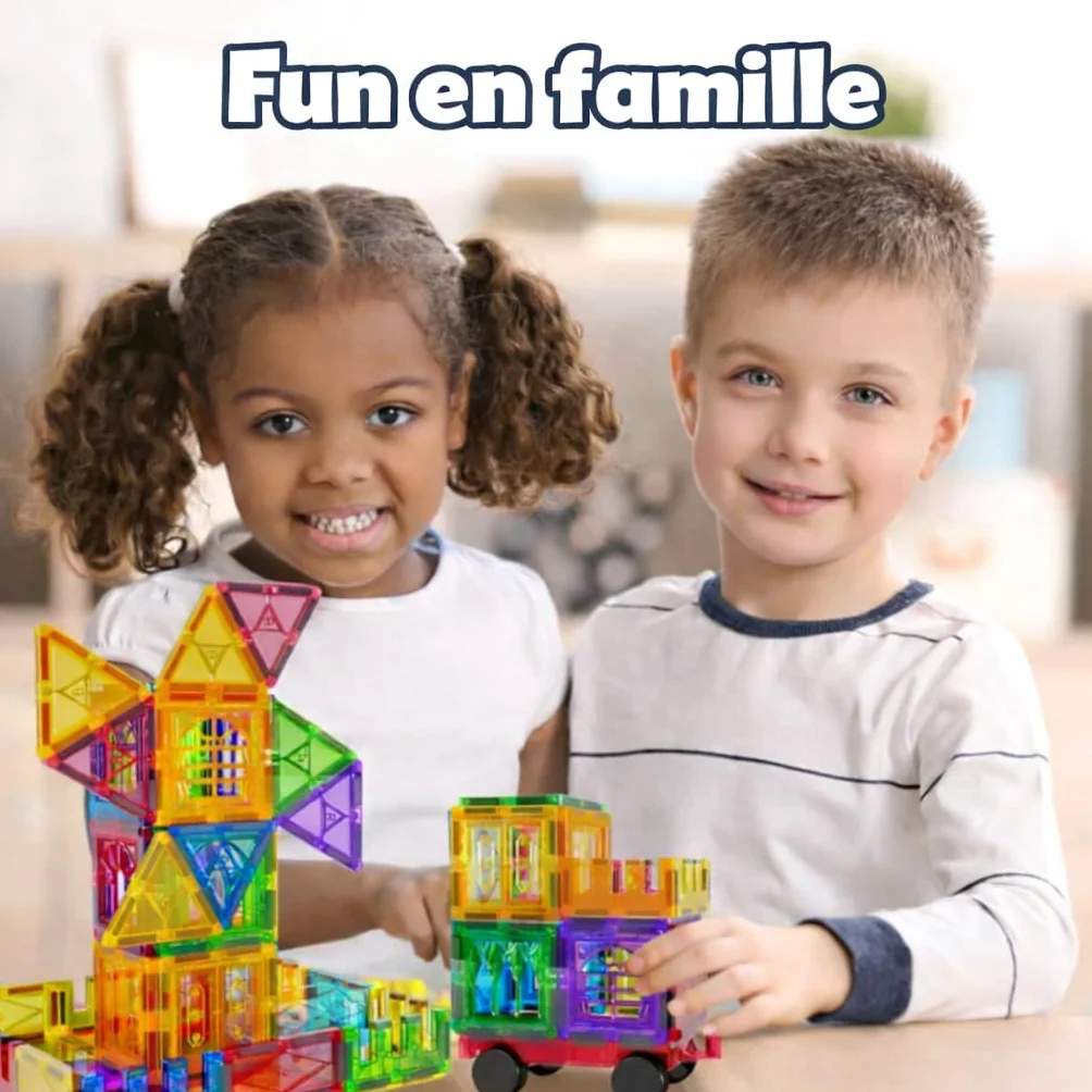 Desire Deluxe Jeux de Construction Magnétiques 100 PCS Tuiles et Blocs Magnétiques Enfants Jouet Éducatif STEM 3+ Ans