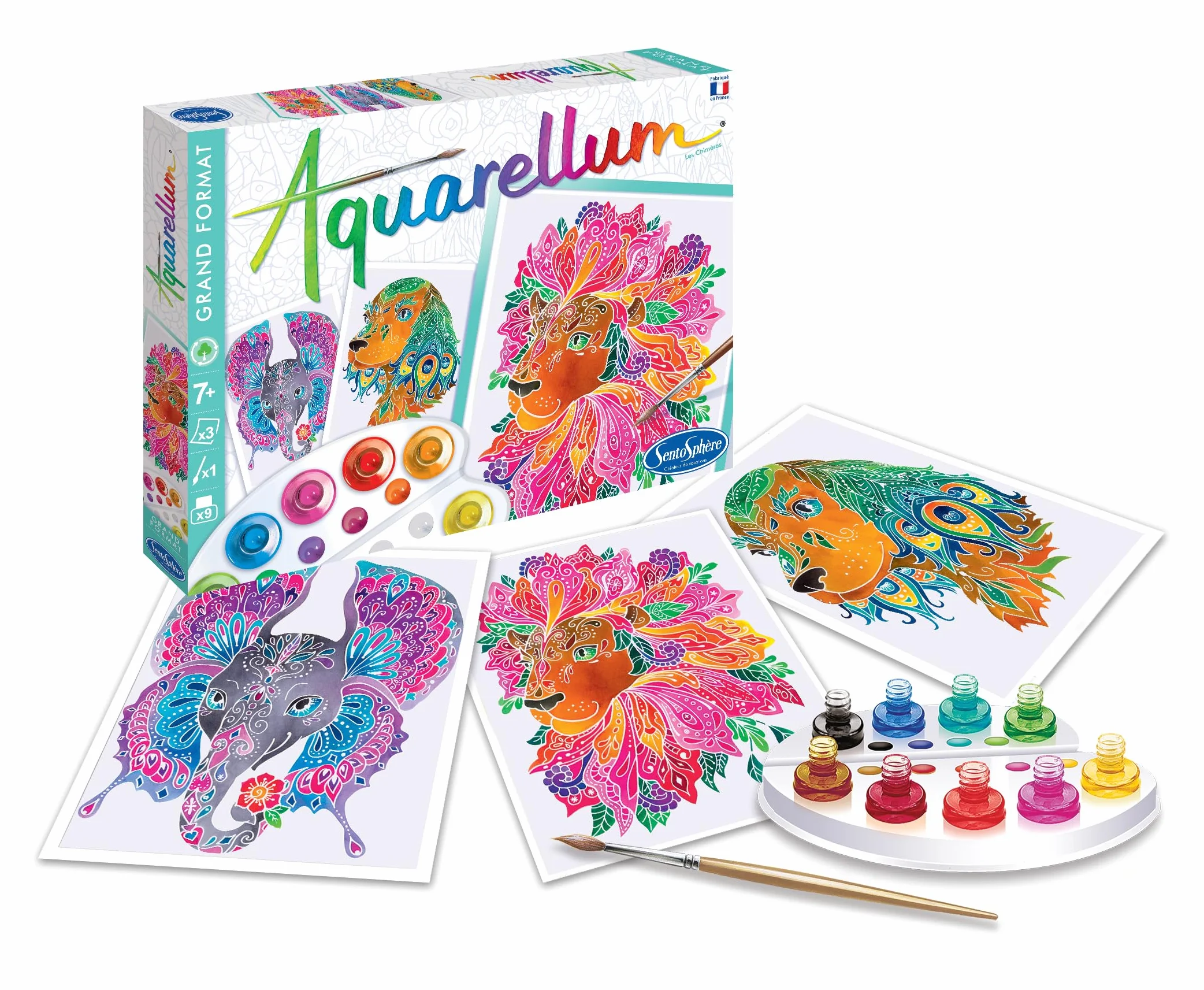 Sentosphère AQUARELLUM CHIMERES Kit peinture Aquarellable Magique 7 ans Fabriqué en France