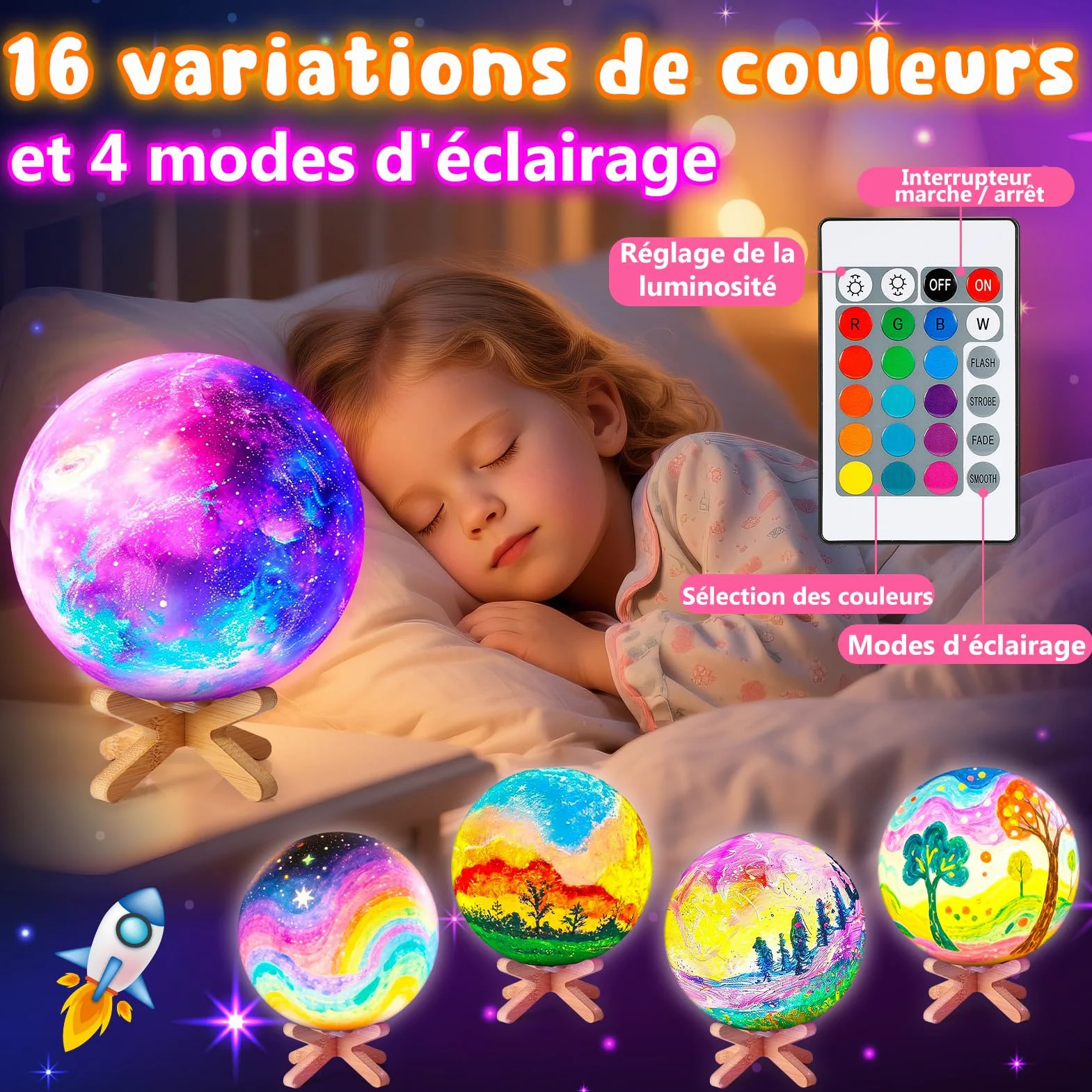 Toyzey Créatifs Kit Jouet Peinture Lampe Lune Cadeau Anniversaire Enfant Garcon 6-12 Ans