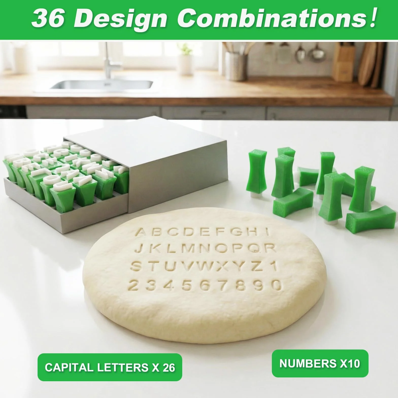 Set de Tampons en Argile Alphabet 36 Pièces, Lettres Majuscules 3D pour Artisanat