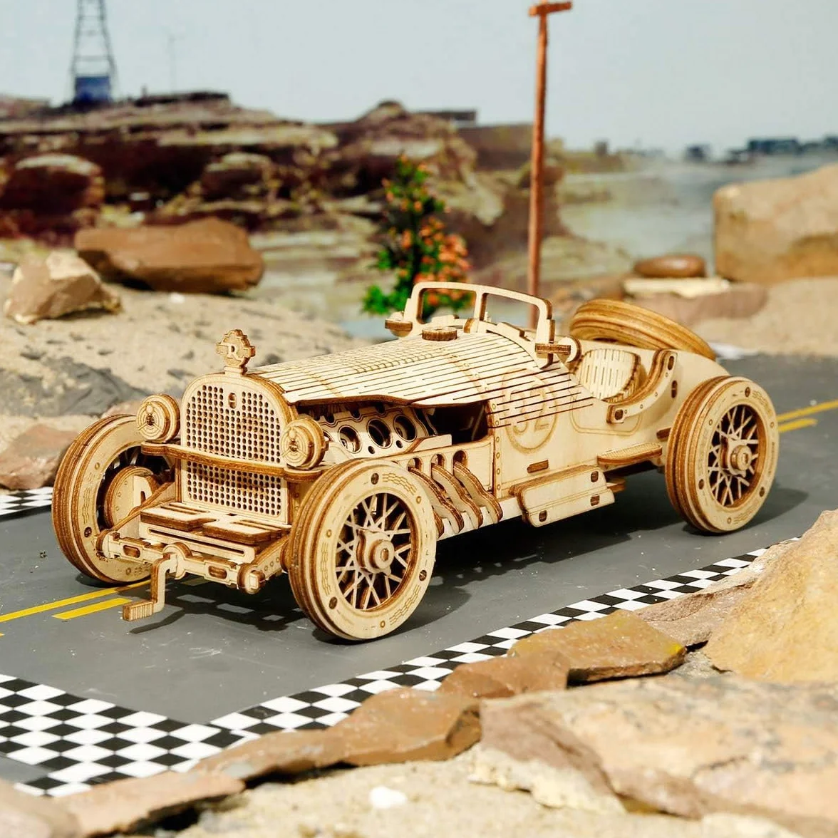 ROKR 3D Puzzle Maquette Bois Mécanique Voiture à Construire Grand Prix