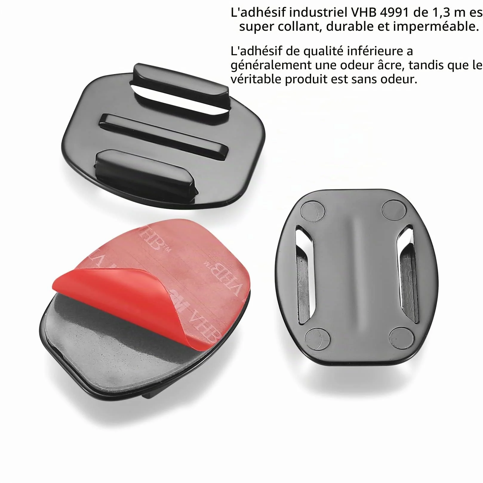Coussinets Adhésifs Compatibles GoPro, Fixation Casque Adhésif Incurvé Plat, Support GoPro Hero Session/4/3/3+/2