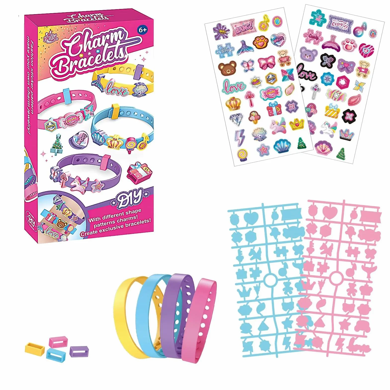Coffret Loisirs Créatifs Fabrique Tes Propres Bracelets Pailletés Jeu Créatif pour Fille 6-9 Ans