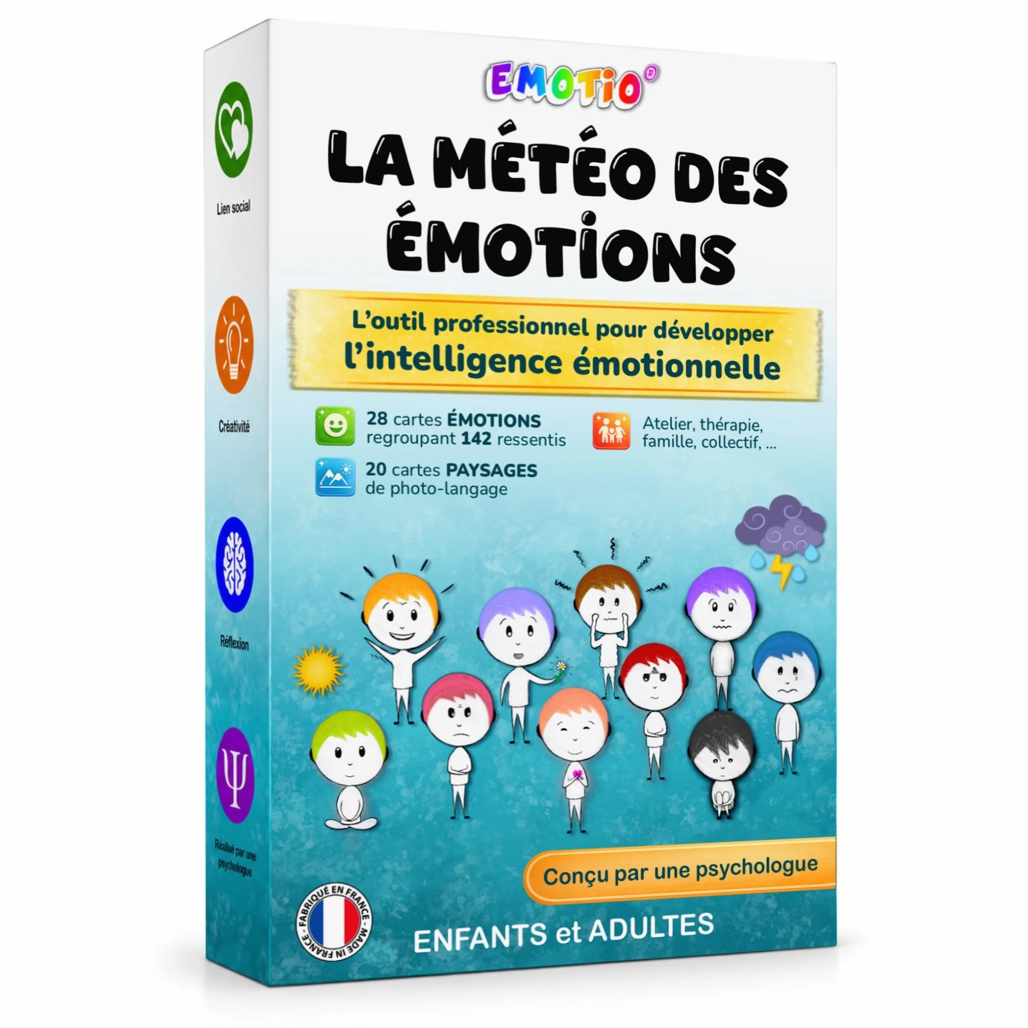 La Météo des Émotions Jeu éducatif 142 émotions 20 paysages Photo-langage Fabriqué en France