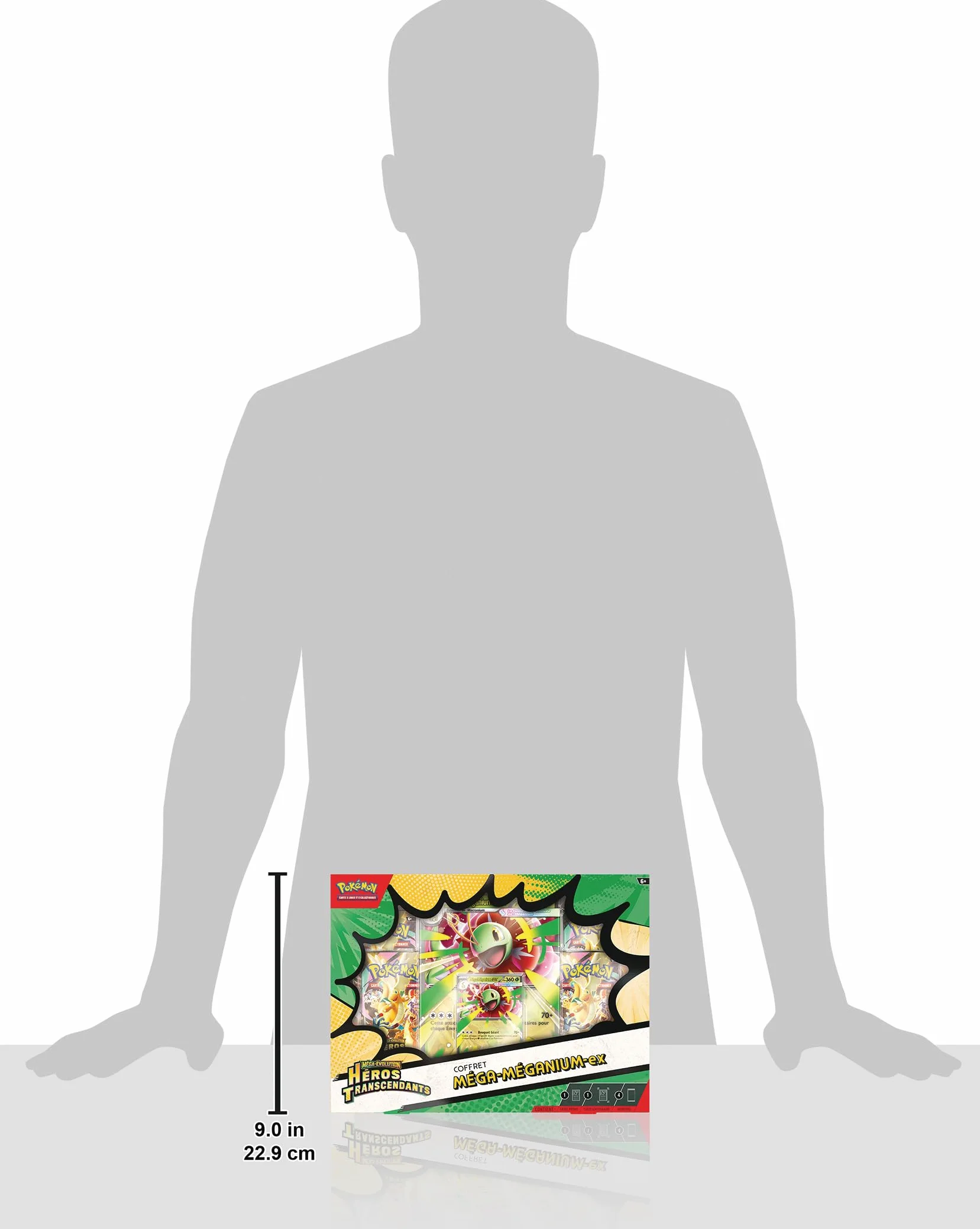 Pokémon Coffret Méga-Évolution Héros Transcendants Méga-Méganium-ex Carte Promo Brillante Grand Format Lenticulaire 4 Boosters