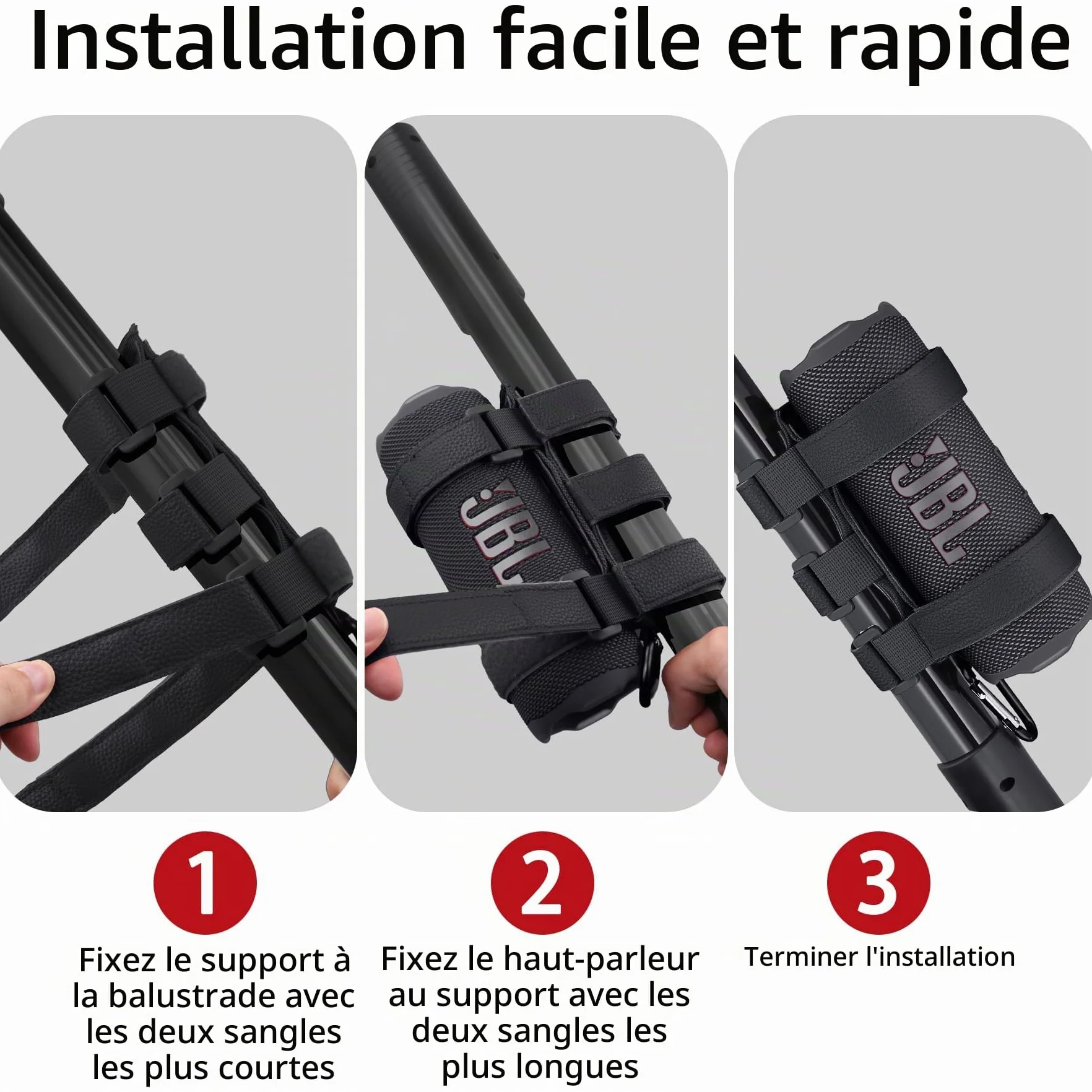 co2CREA Haut-Parleur Portable Bluetooth Sangle réglable pour Extérieur Support Barre Chariot Golf Garde-Corps Vélo Bateau