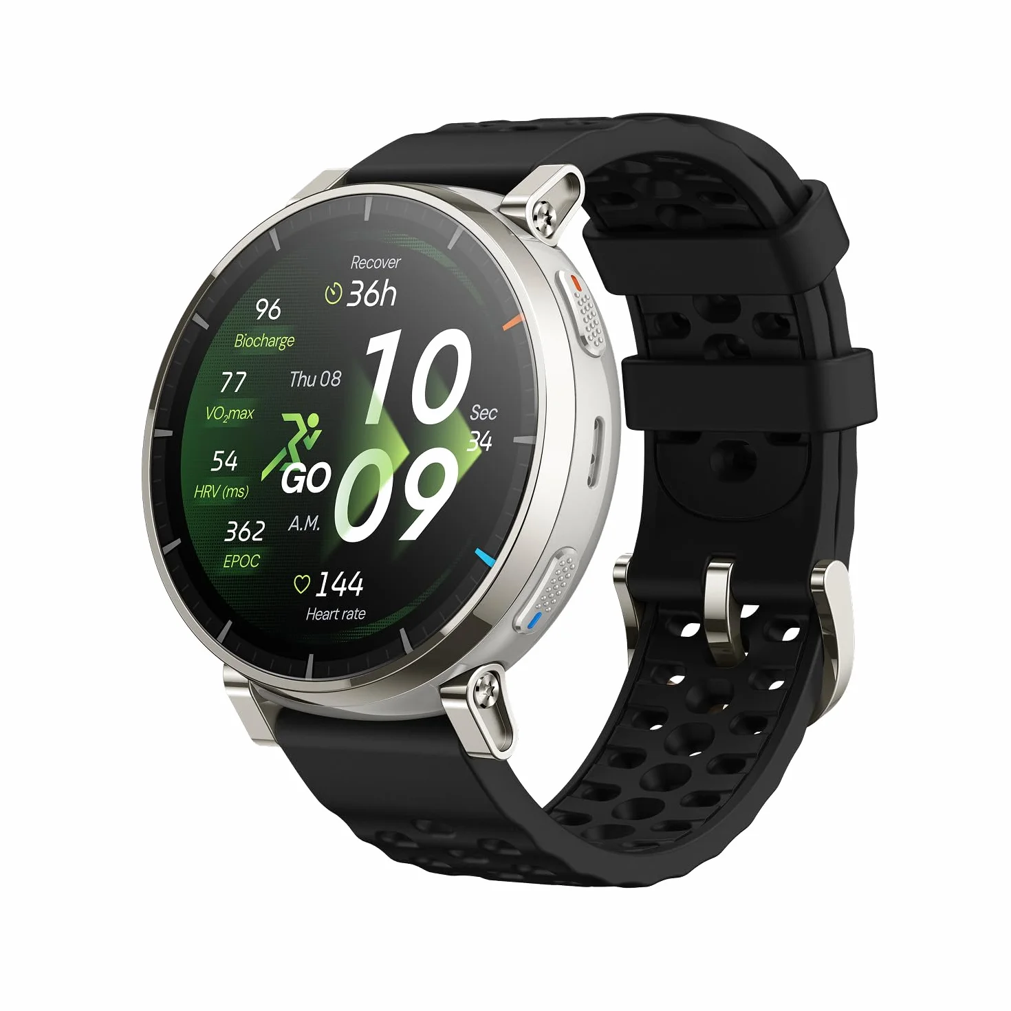 Amazfit Active 3 Premium Montre Connectée GPS Running Écran AMOLED 1,32" Saphir Autonomie 12 Jours 4 Go NFC 5 ATM Smartwatch Android iPhone