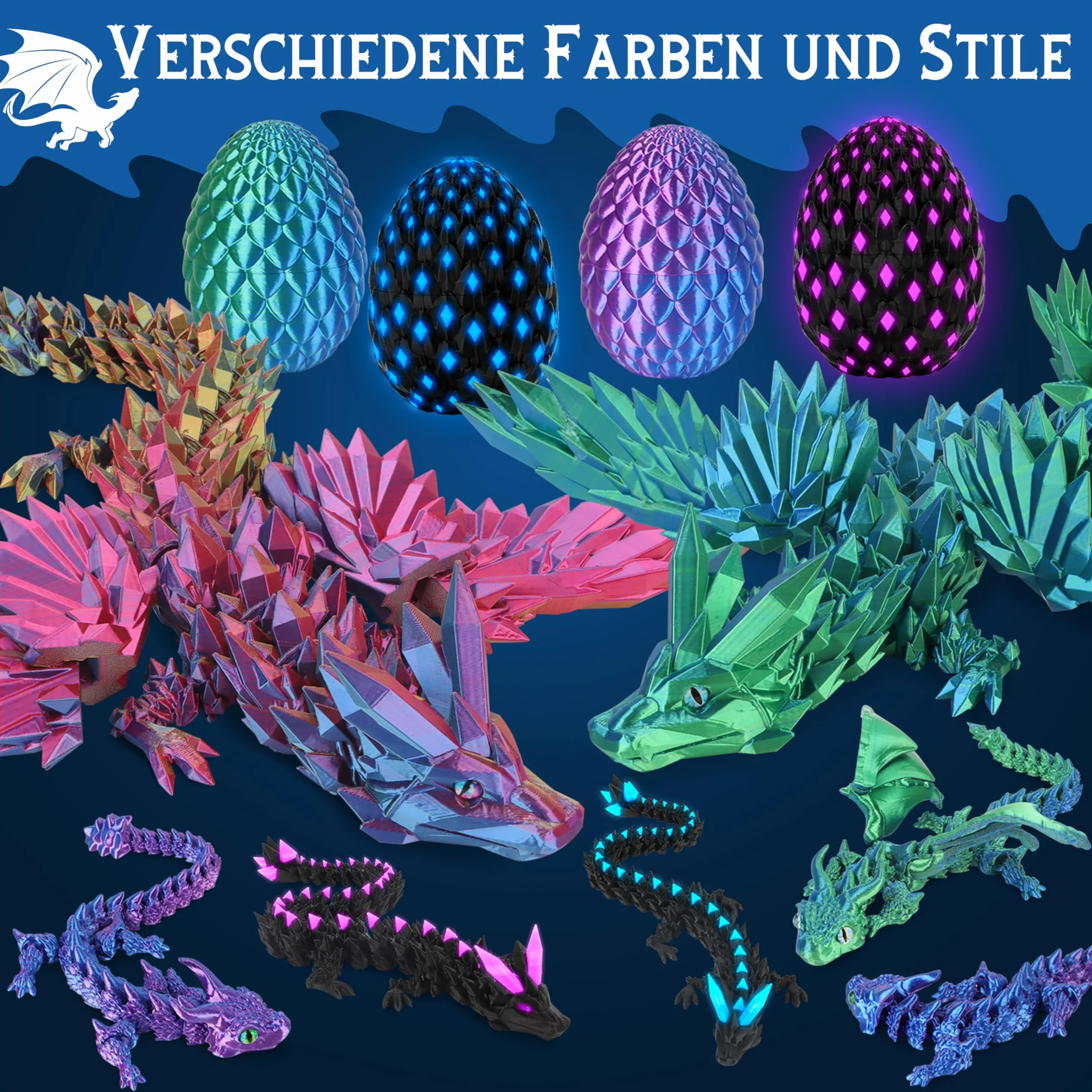 JONRRYIN Œufs de Dragon Articulé 3D Lumineux, Jouet Cadeau Enfants Adultes