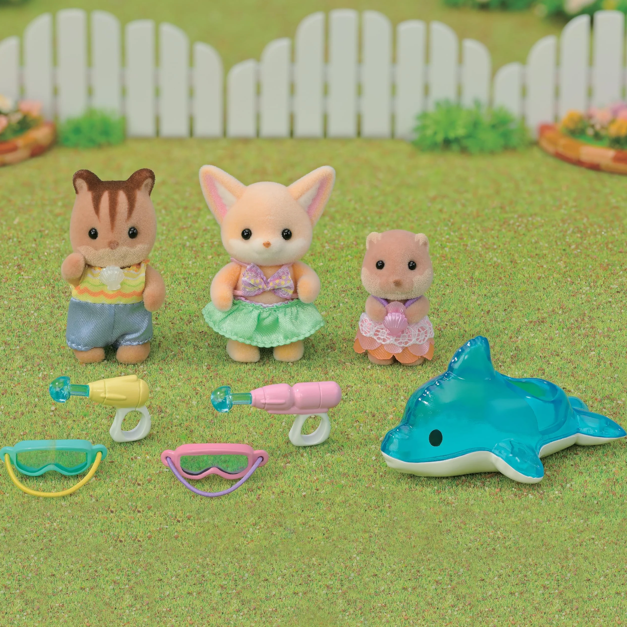 Sylvanian Families Le Trio des bébés à la Piscine 5749 Figurines Prêt-à-Jouer Mini Poupées