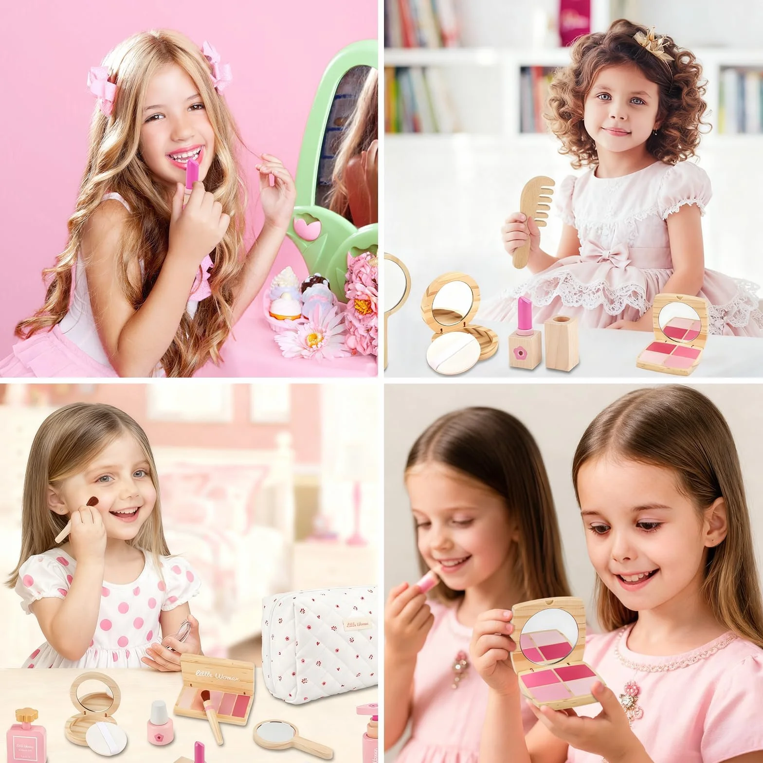 JOYBOY Faux Maquillage Enfant Fille en Bois, Coffret Jouet Maquillage pour Filles