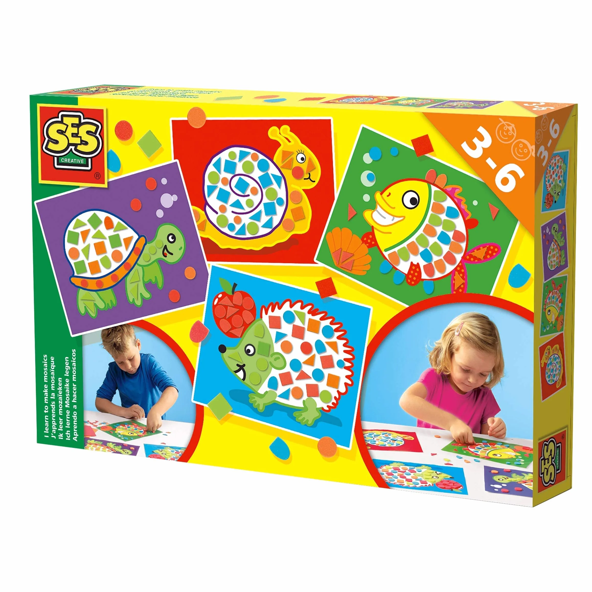 SES Creative Mosaique Loisir Creatif 12 Cartes Autocollants Multicolore Enfants 3 Ans