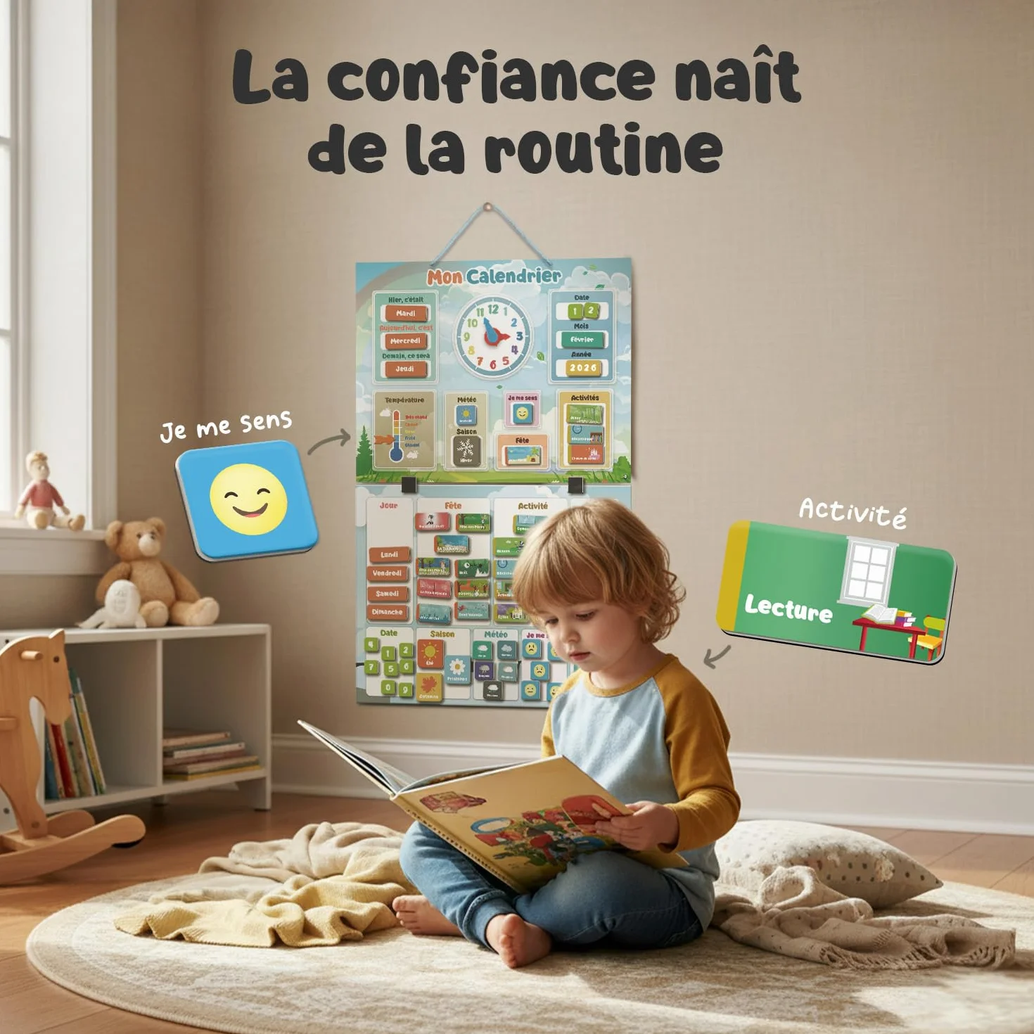 SmartPanda Mon Premier Calendrier Jeu Éducatif Magnétique 30x40cm Français