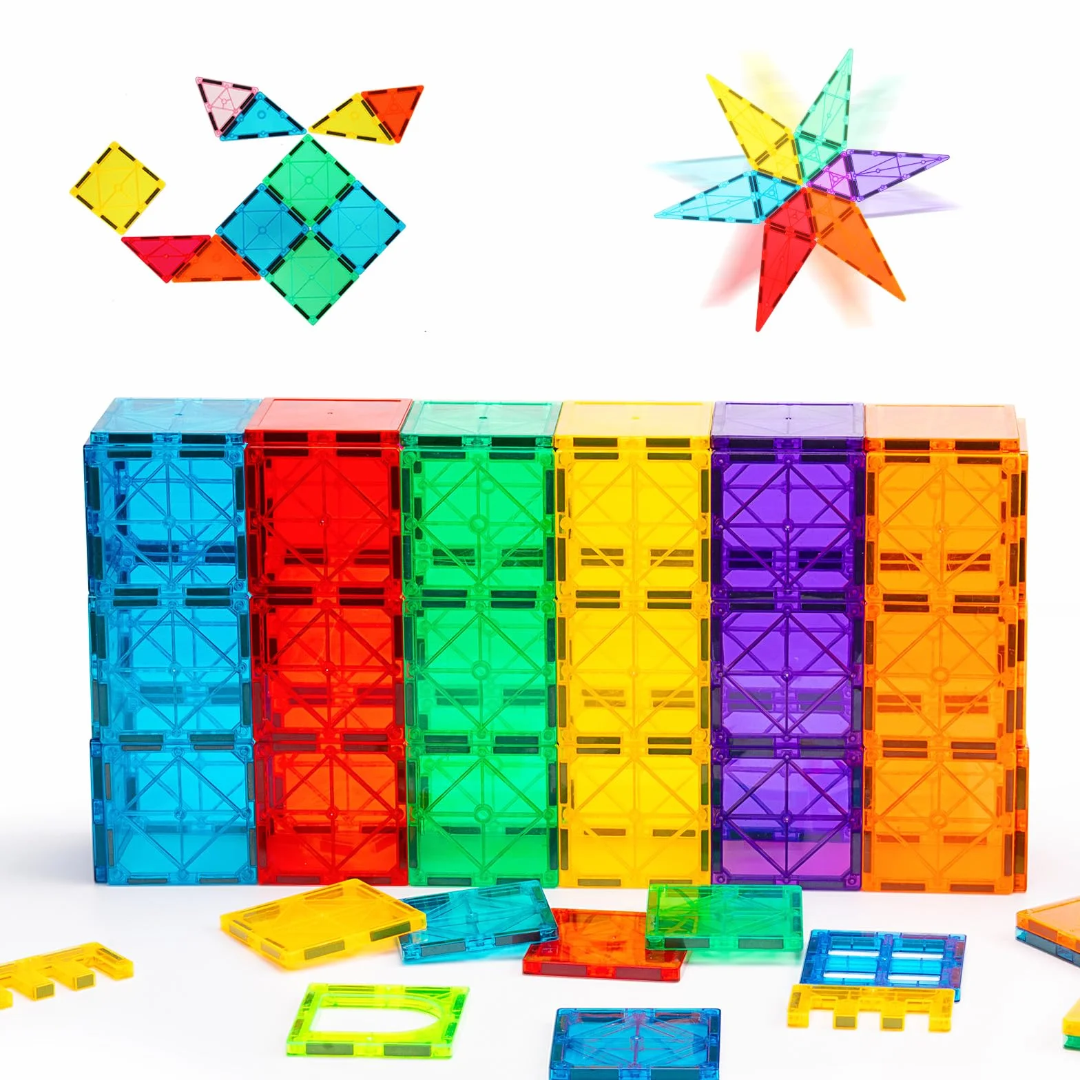 Gemmicc Tuiles Magnétiques Jeux de Construction 55 Pièces STEM Jouets Éducatifs 3-9 Ans