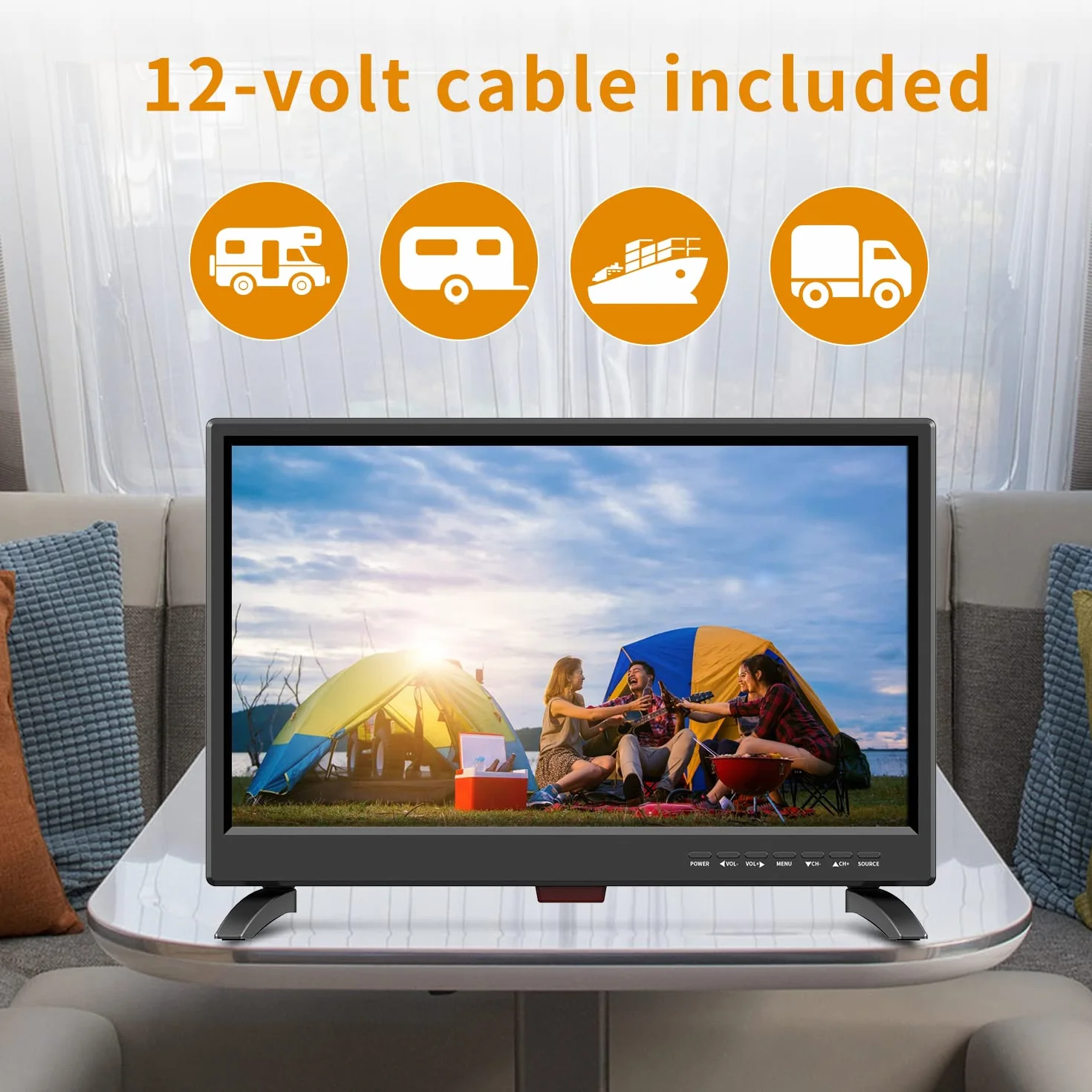 TV 19 Pouces 45cm Full HD 1080P LED Récepteur Numérique T2 H.256 DTT Freeview 12V HDMI USB RCA VGA