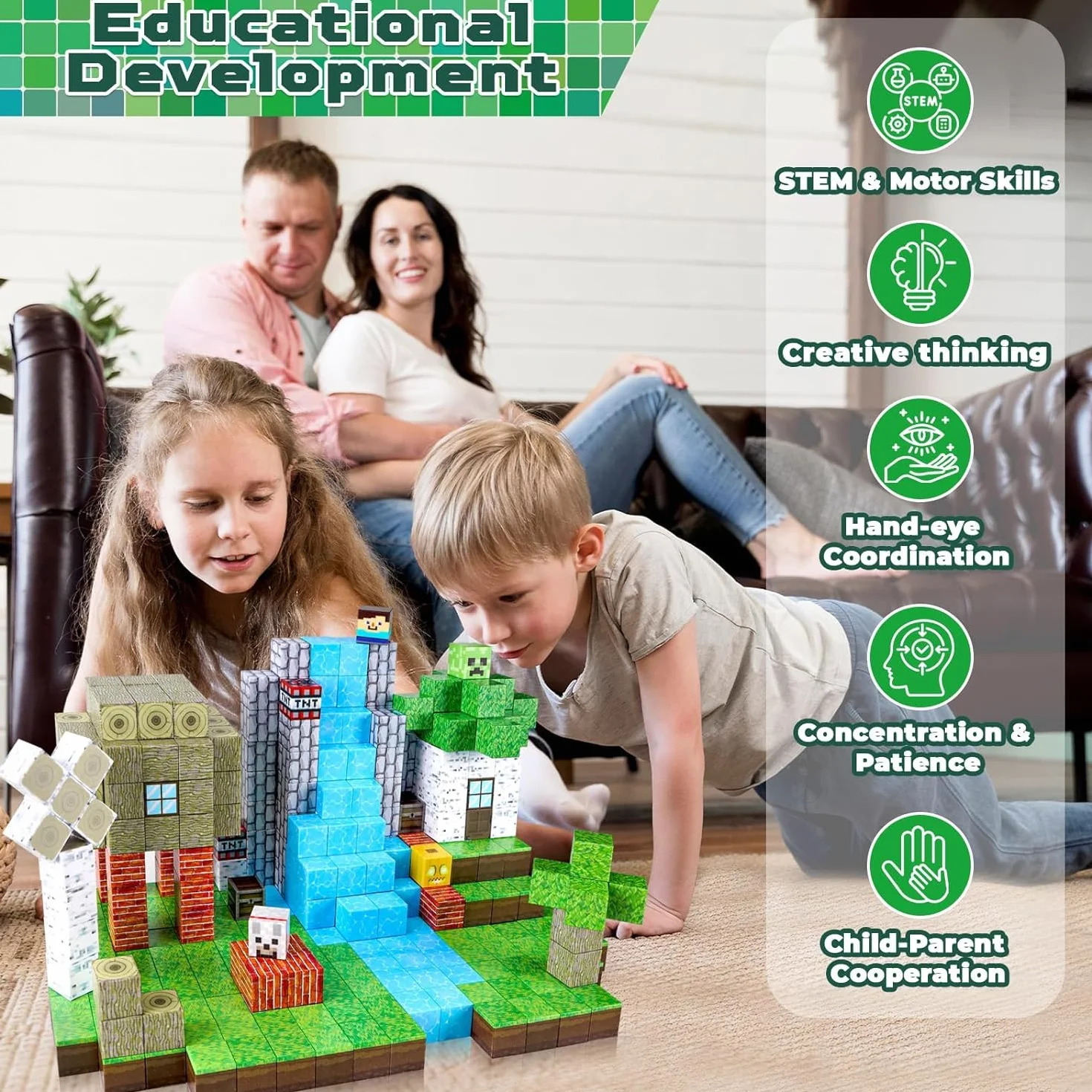 ToyUnited Blocs de Construction Magnétiques, Ensemble pour Enfants 3-9 Ans, Cadeau Pâques Anniversaire