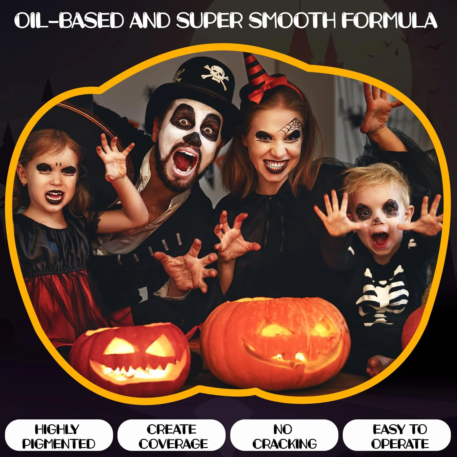 Kit Maquillage Halloween Enfant Adulte Peinture Corporelle Carnaval Blanc Noir SFX Makeup