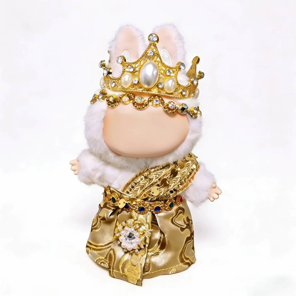 Vêtements pour Poupée Labubu 17cm Tenue Roi Reine Luxe Or Couronne Robe Set Costume Premium