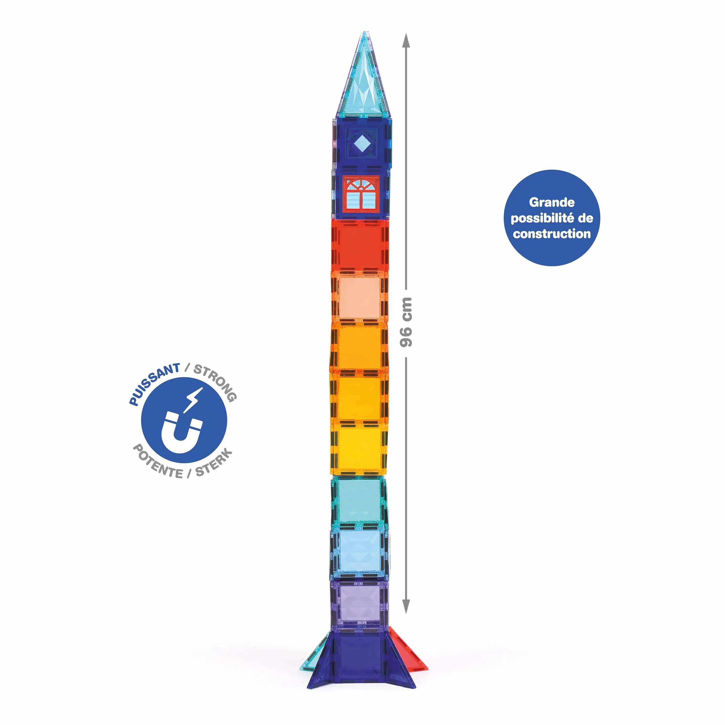 LUDI Construction Magnétique XXL Jeu de Construction 3D 100 Pièces Aimantées Valisette de Transport