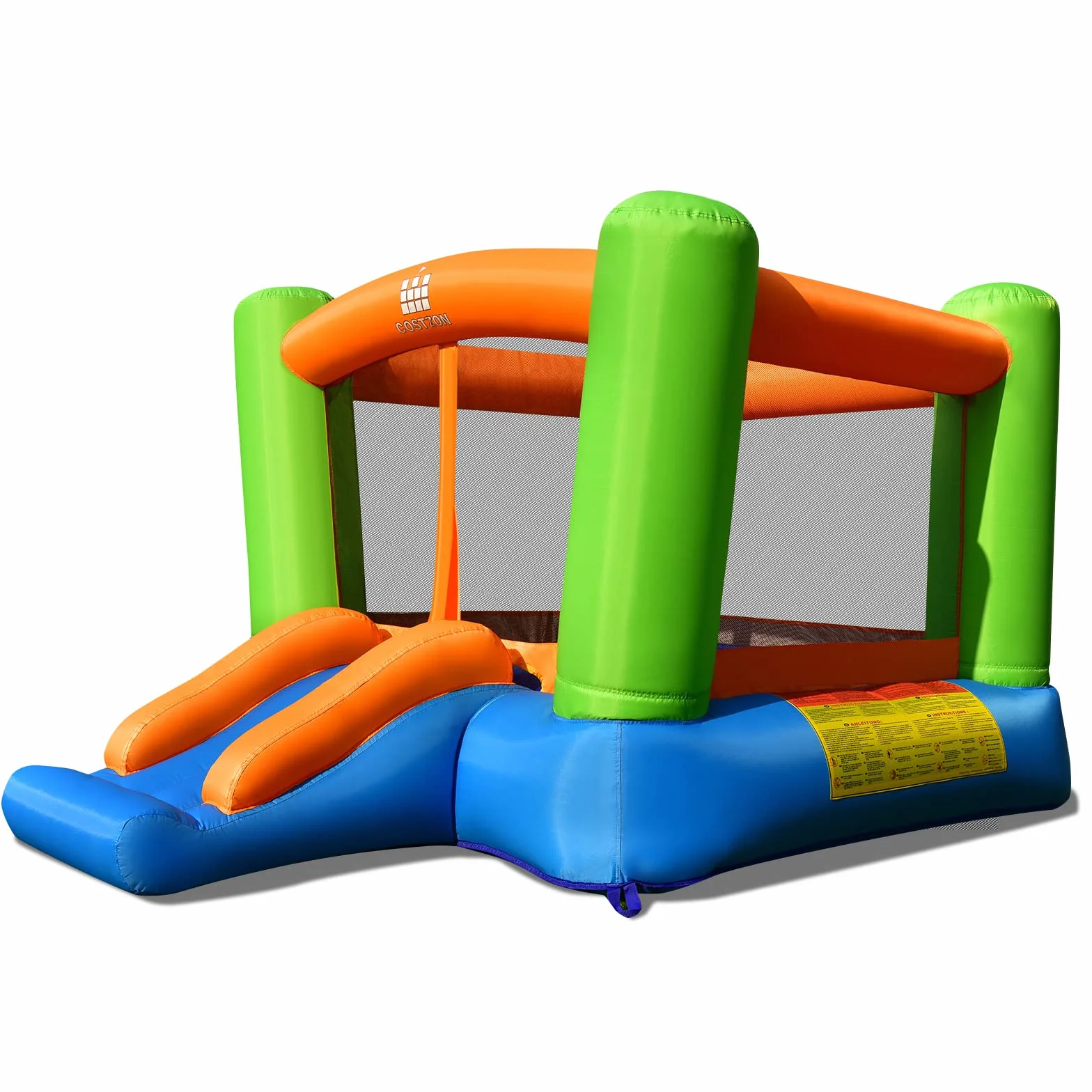 COSTWAY 2 en 1 Château Gonflable avec Toboggan, Aire de Jeux 250x197x143 cm