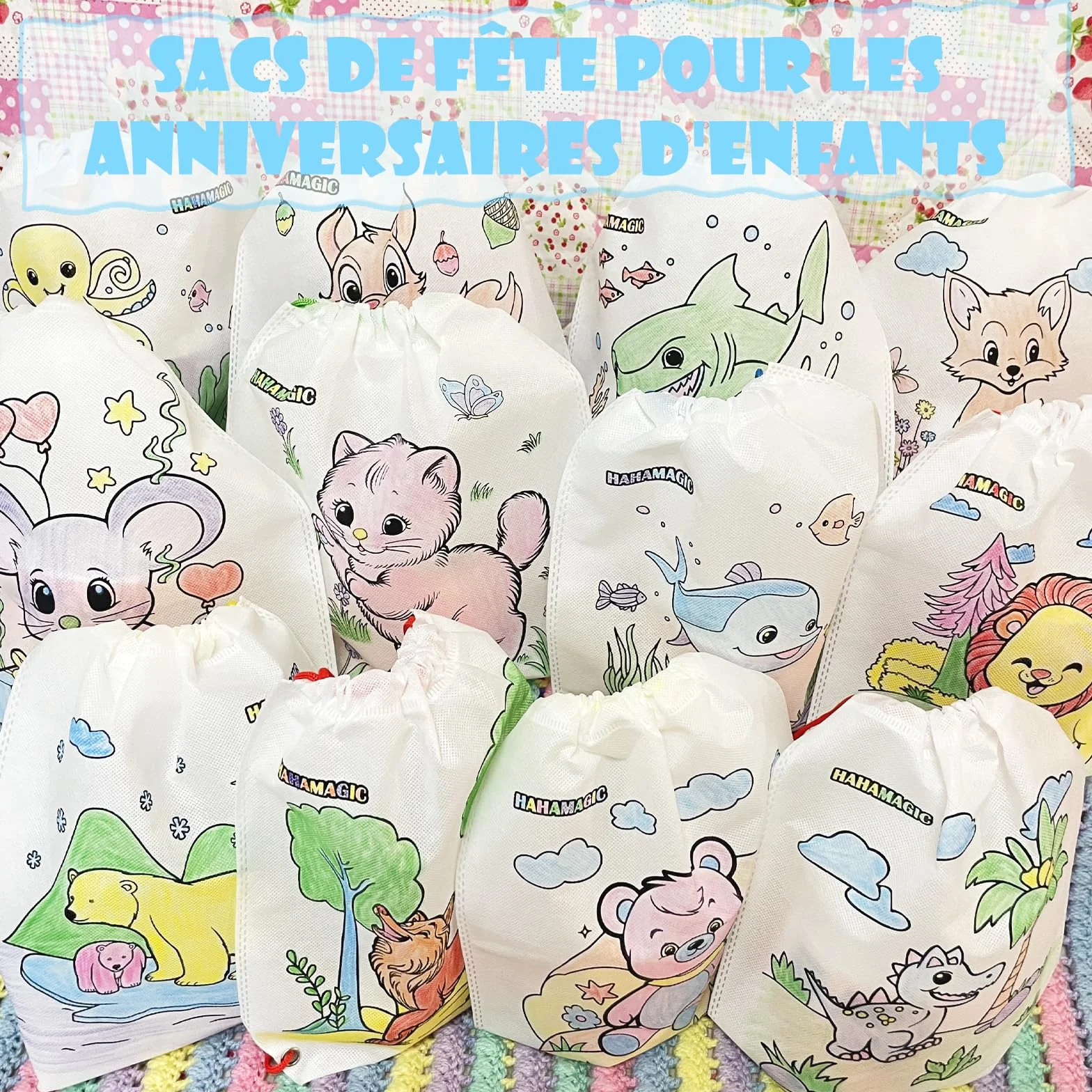 Sacs à Dos à Colorier avec Crayons de Couleur empilables pour Enfant, Sac Anniversaire Enfant, Cadeau Noel