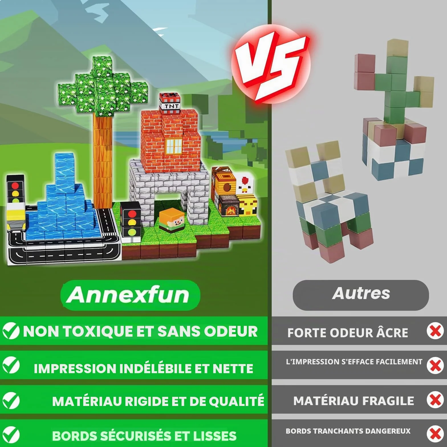 Annexfun Lot de 150 blocs de construction magnétique - Aventure urbaine - Jouet éducatif dès 4 ans