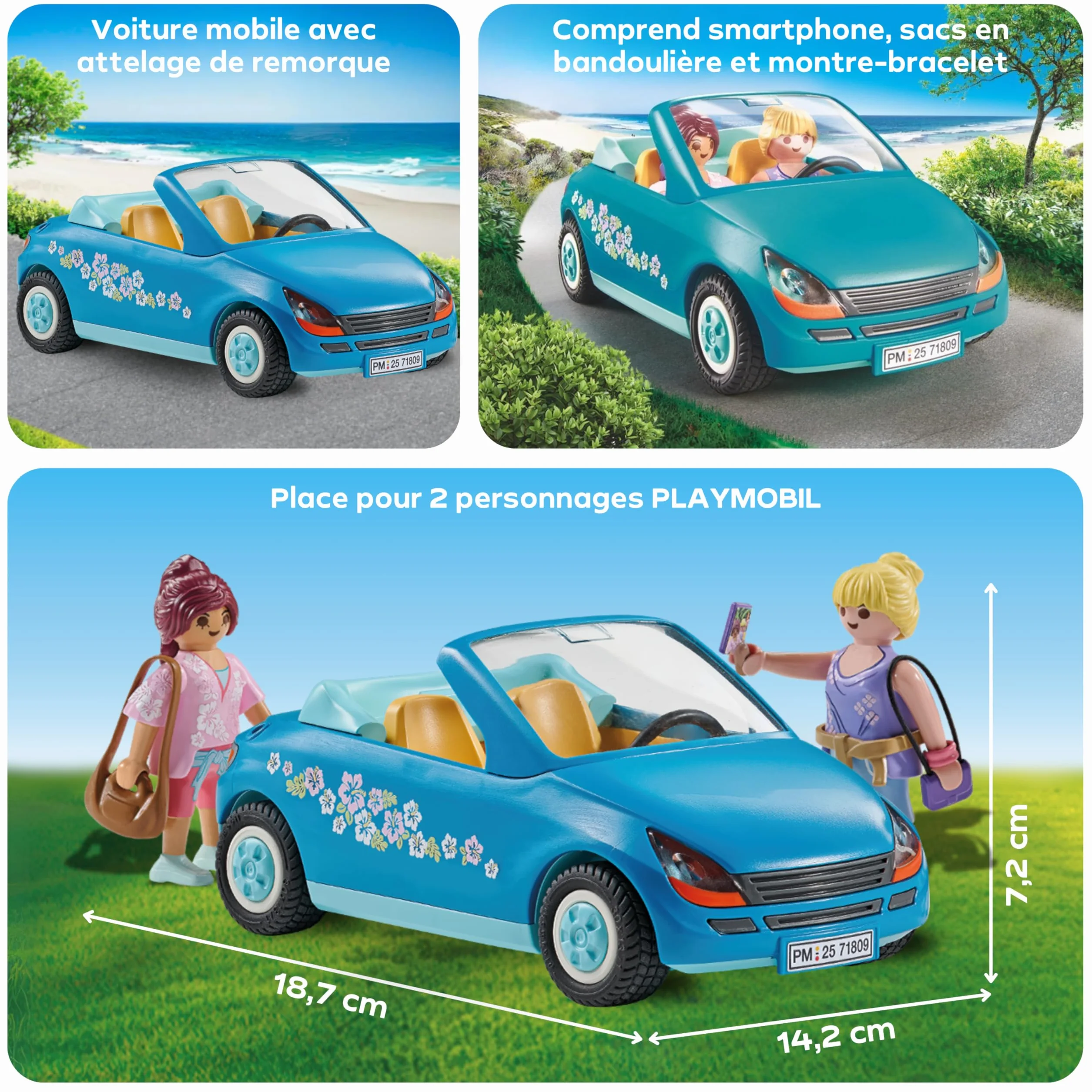 Playmobil My Life Cabriolet Voiture Jouet Enfants 4 Ans Véhicule Figurines Accessoires 71809