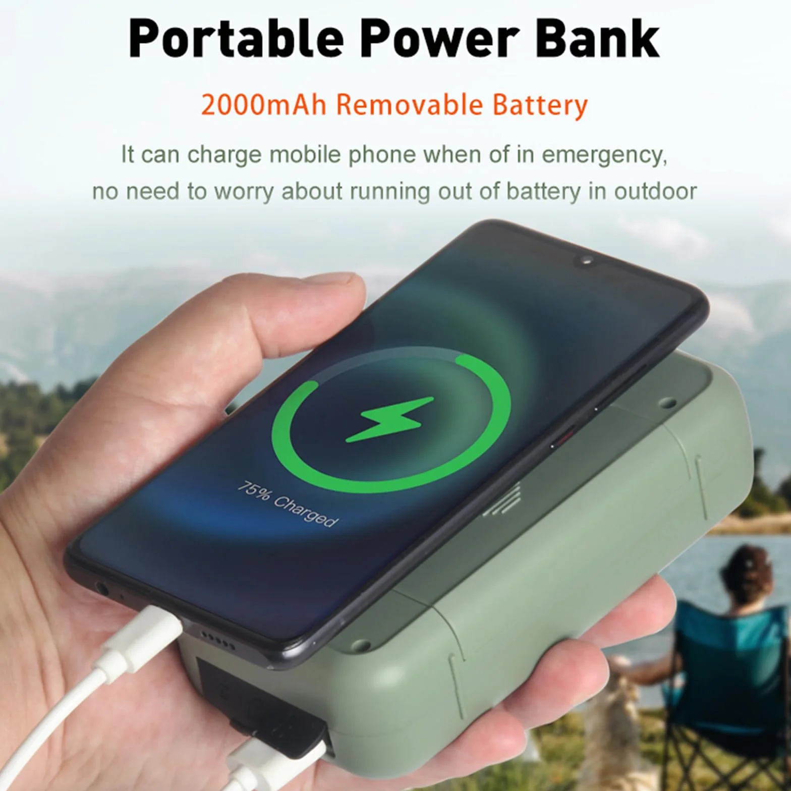 Radio d'urgence Multifonction 3 en 1 GEMMAC Recharge Solaire Dynamo Manivelle USB Batterie 2000mAh Powerbank Lampe Torche Lecture LED Alarme SOS Radio AM FM Camping Randonnée Survie